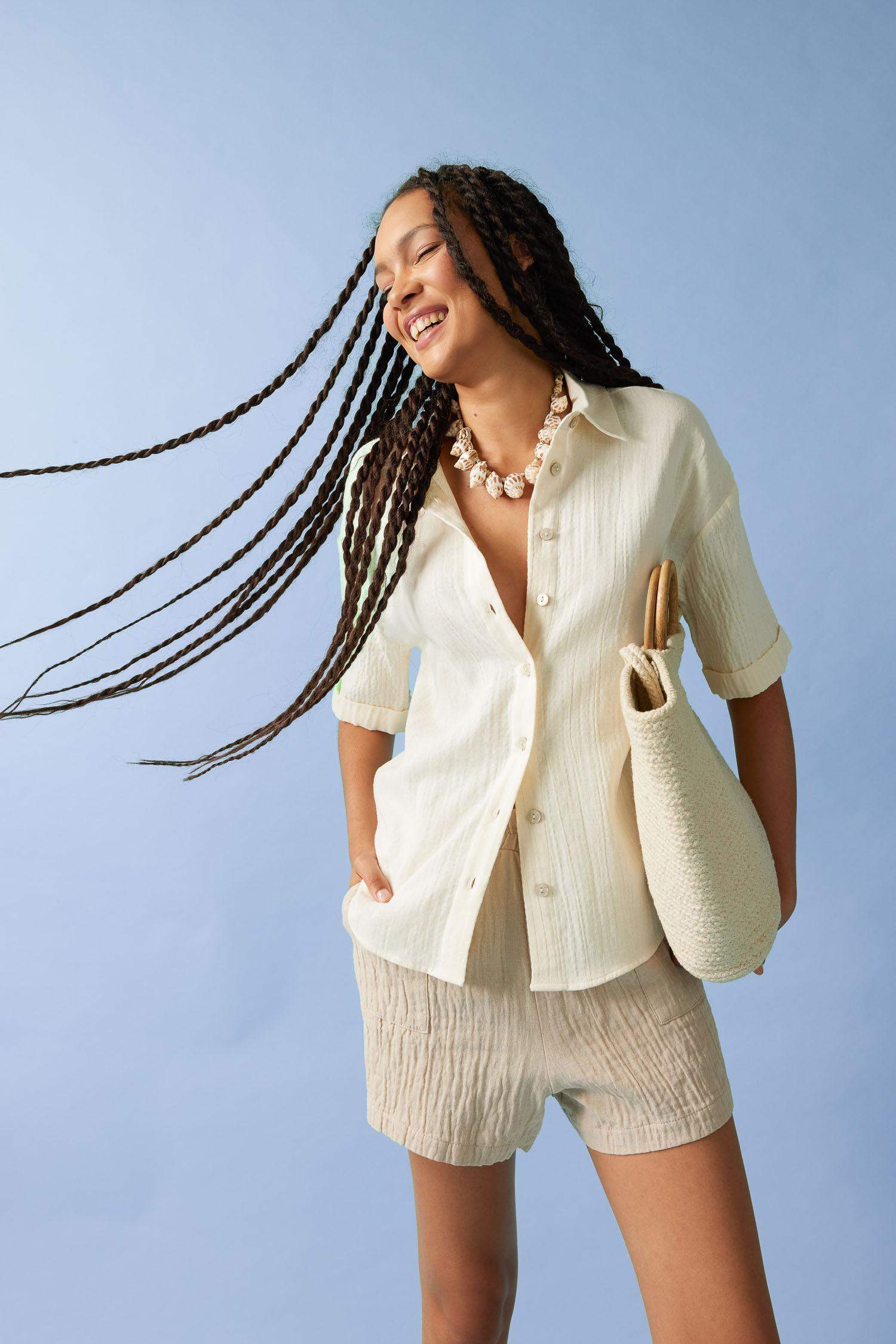 Short en mousseline taille normale à coupe régulière