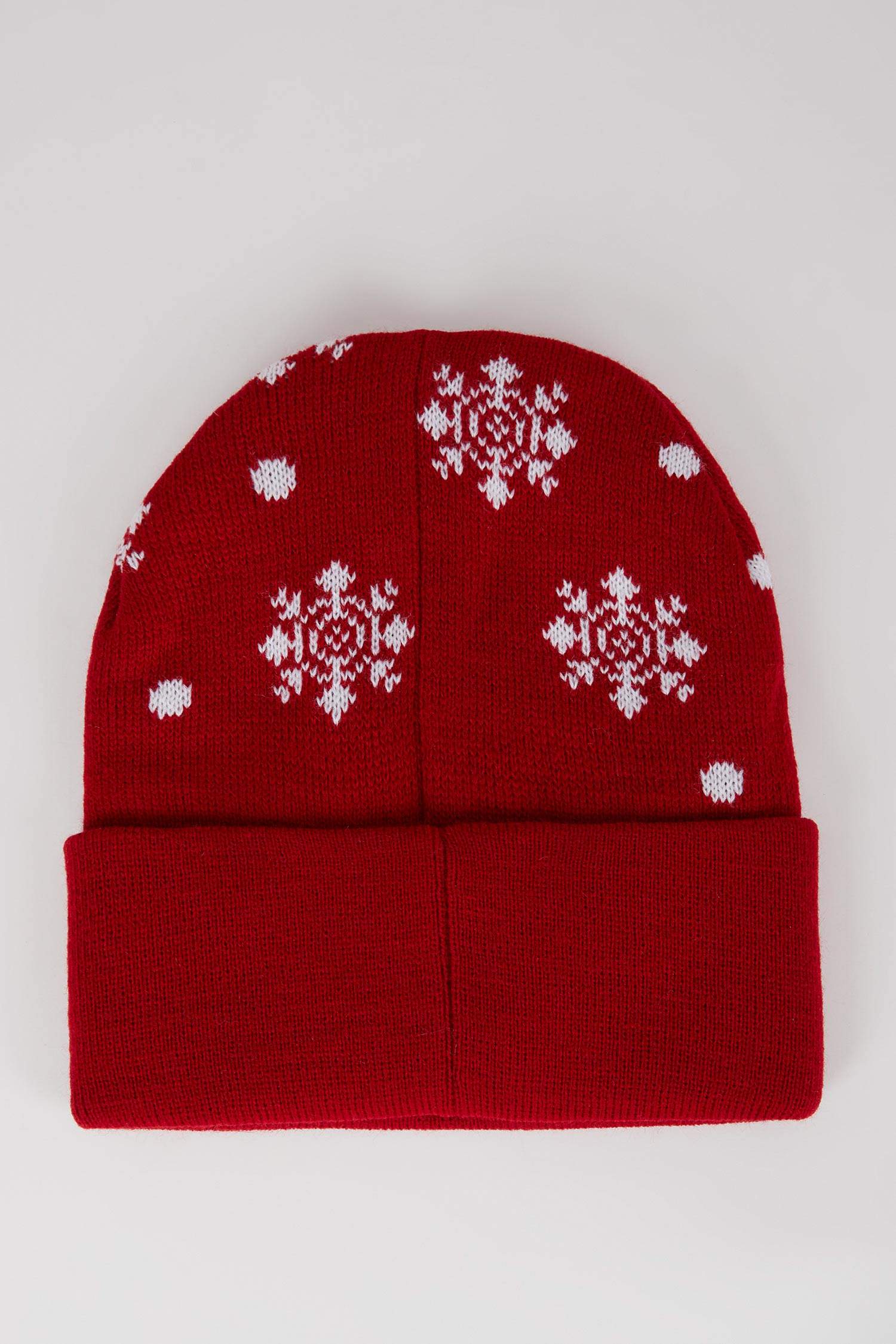 Kadın Kar Tanesi Desenli Bere