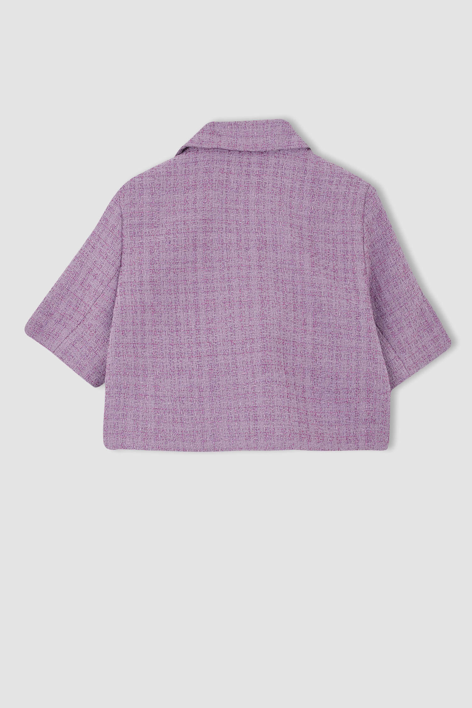 Defacto Crop Tweed Kısa Kollu Blazer Ceket. 9