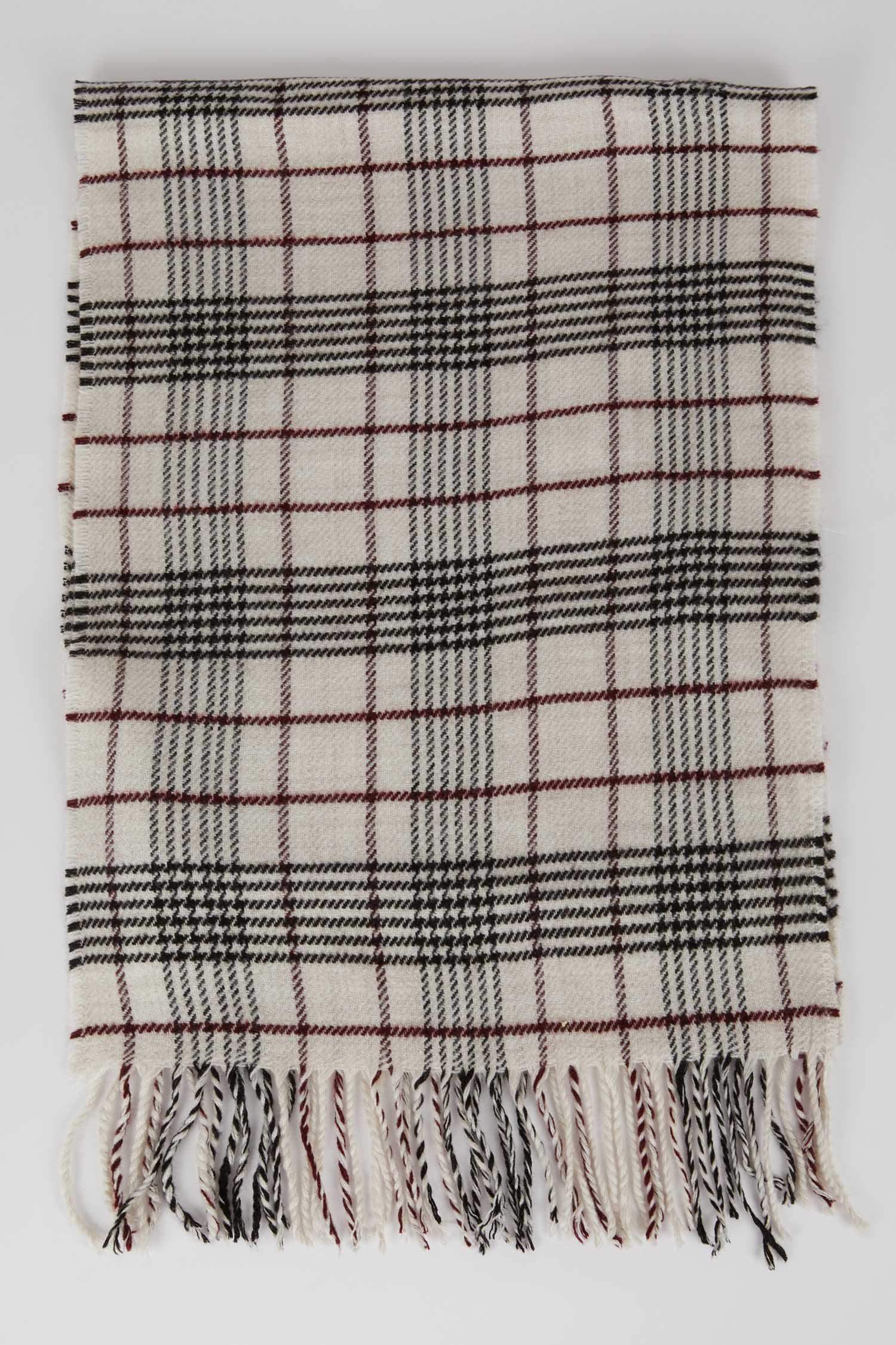 Men's Square Patterned Tasseled Scarf