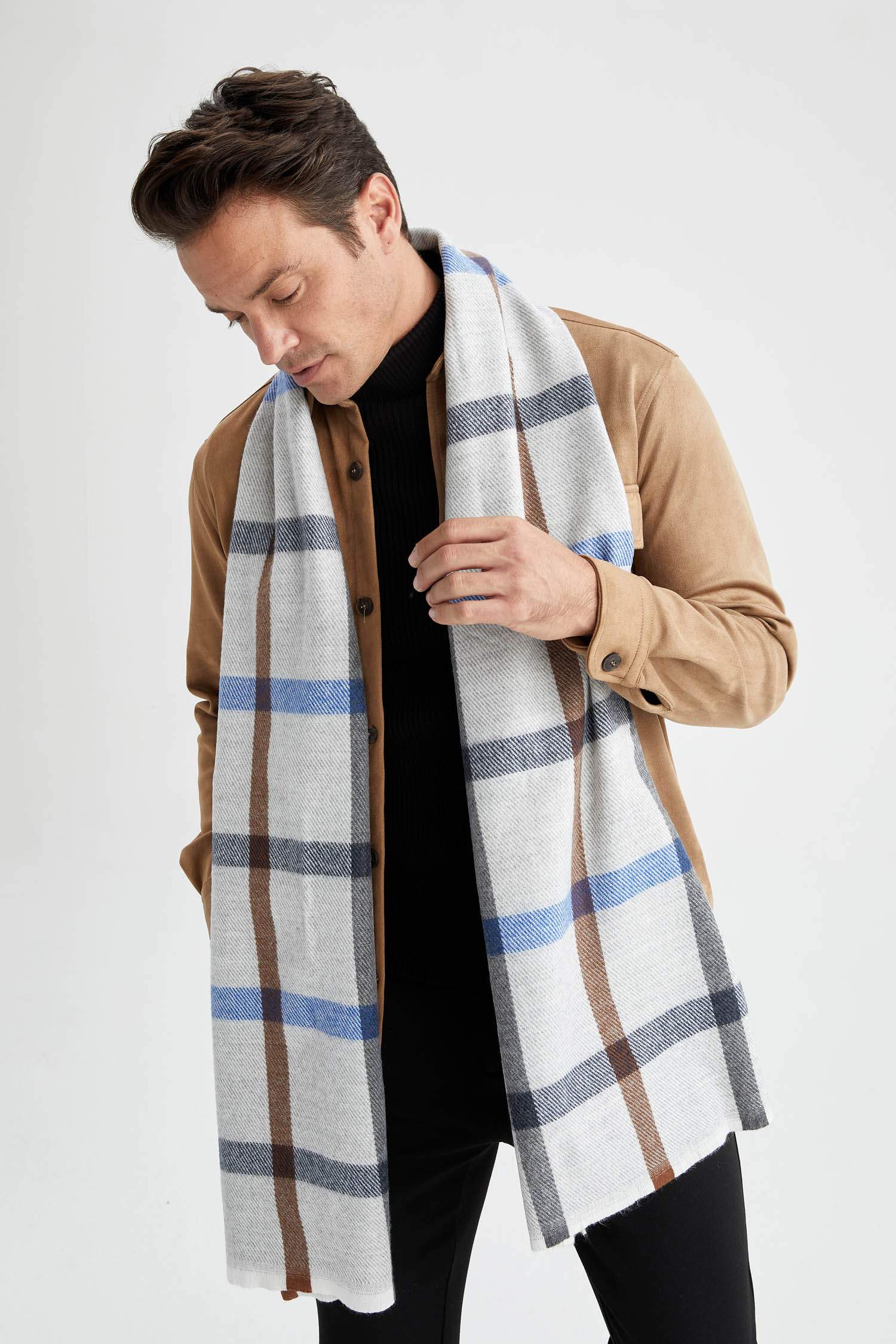 Erkek Kare Desenli Atkı