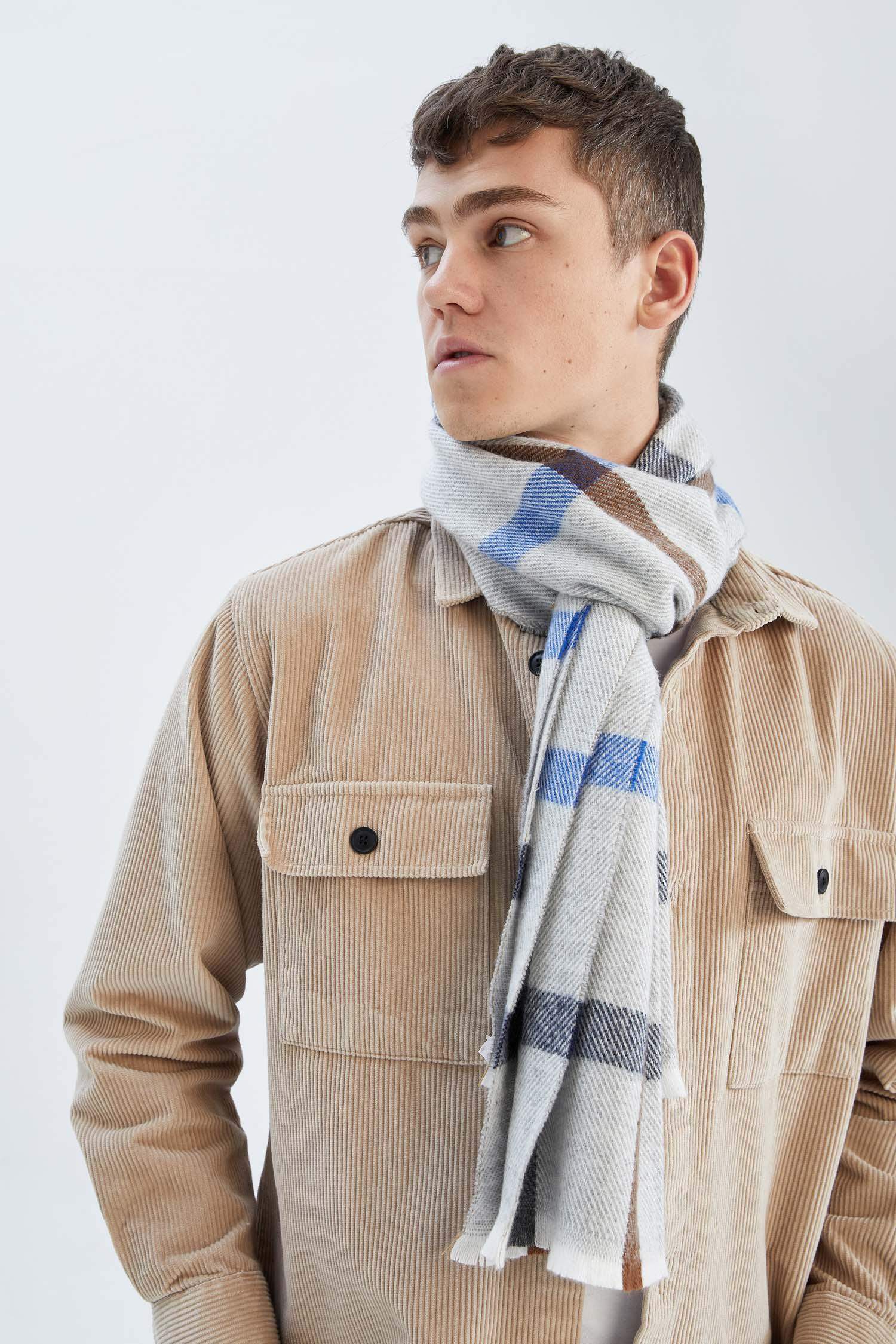 Erkek Kare Desenli Atkı