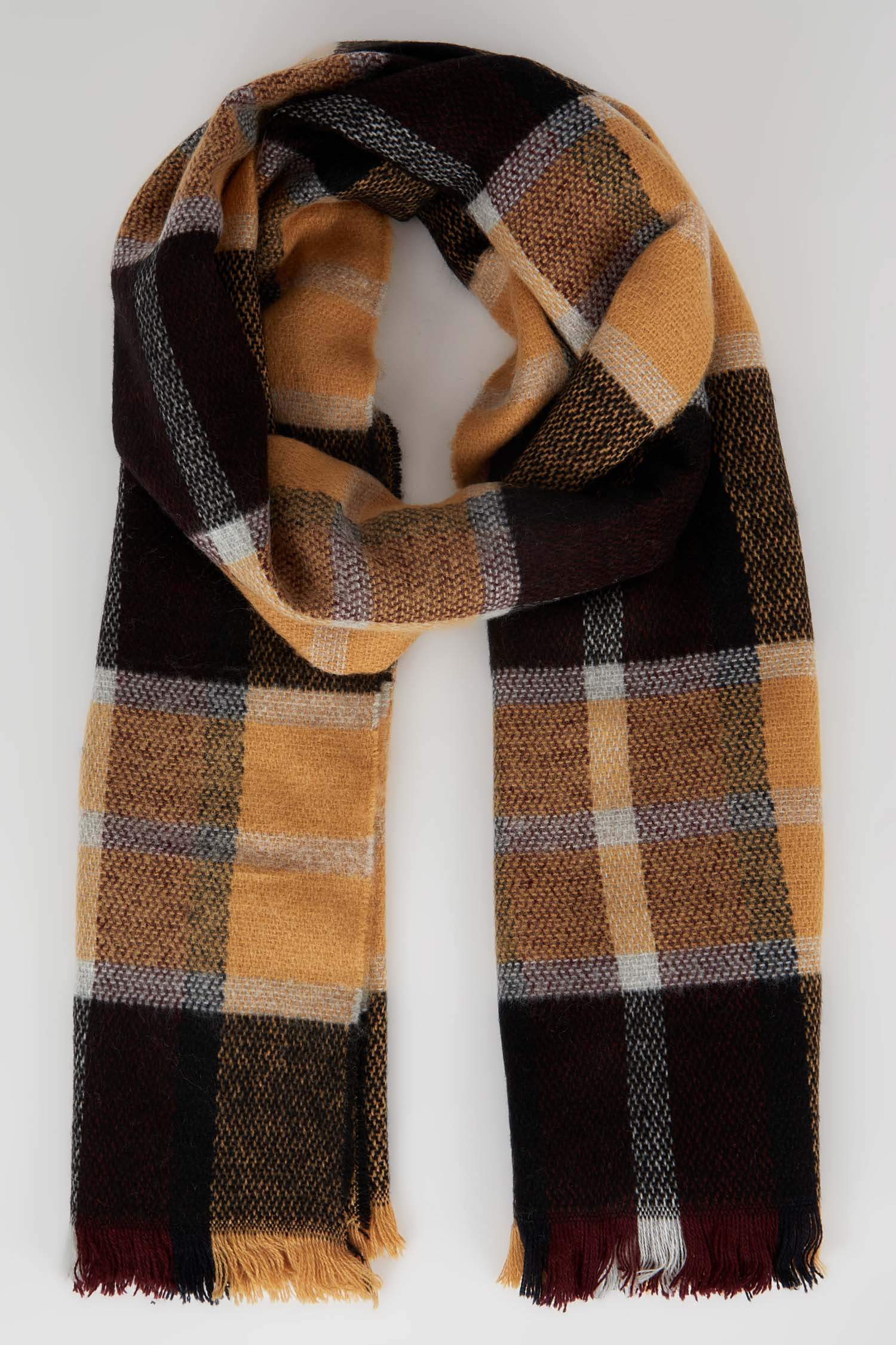 Erkek Kare Desenli Püsküllü Atkı