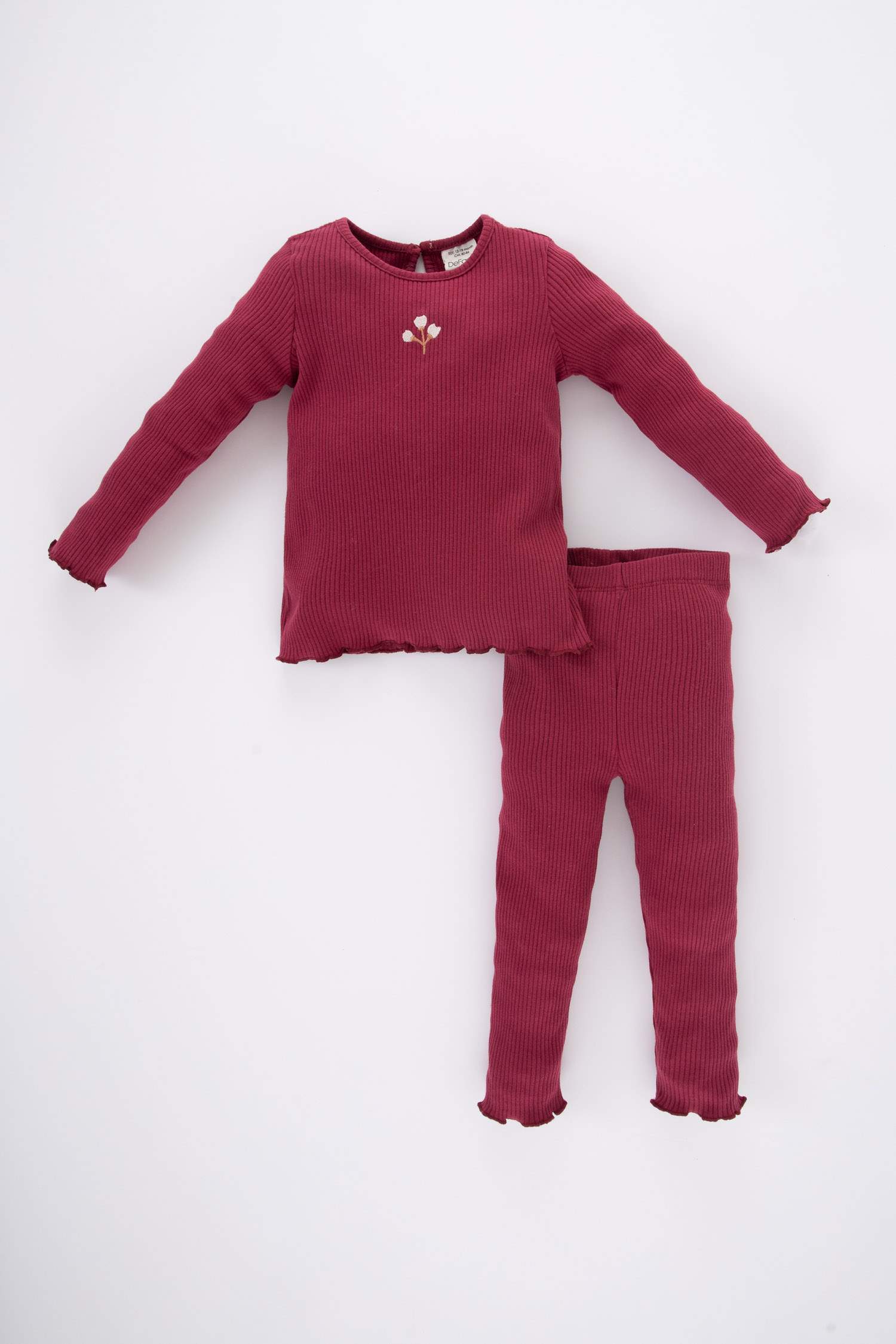 Bordeaux BABY GIRL 2 piece Regular Fit Crew Neck Flower Knitted Set