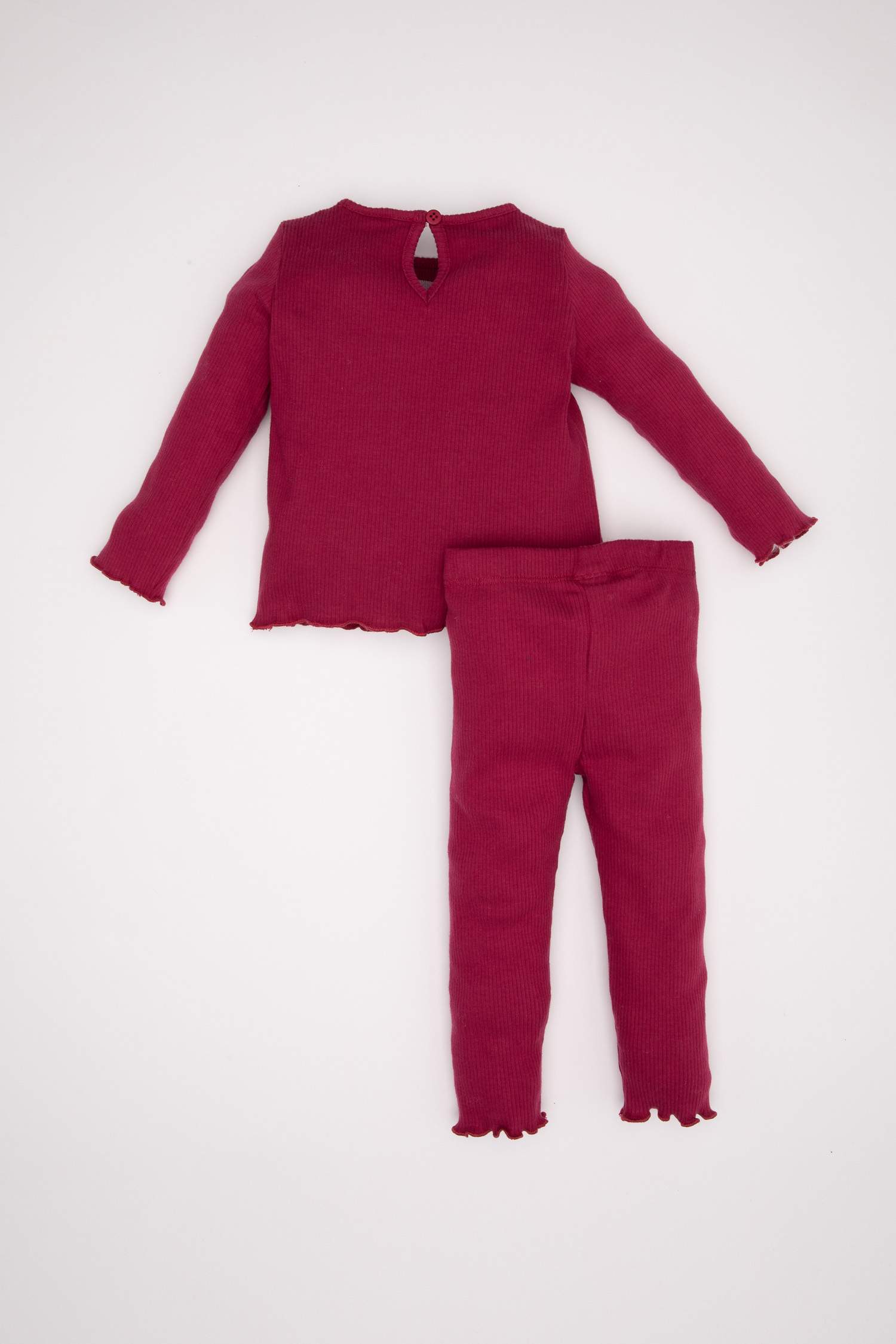 طقم بنات تيشيرت برقبة مستديرة وسروال بخصر مطاطي - قطعتين