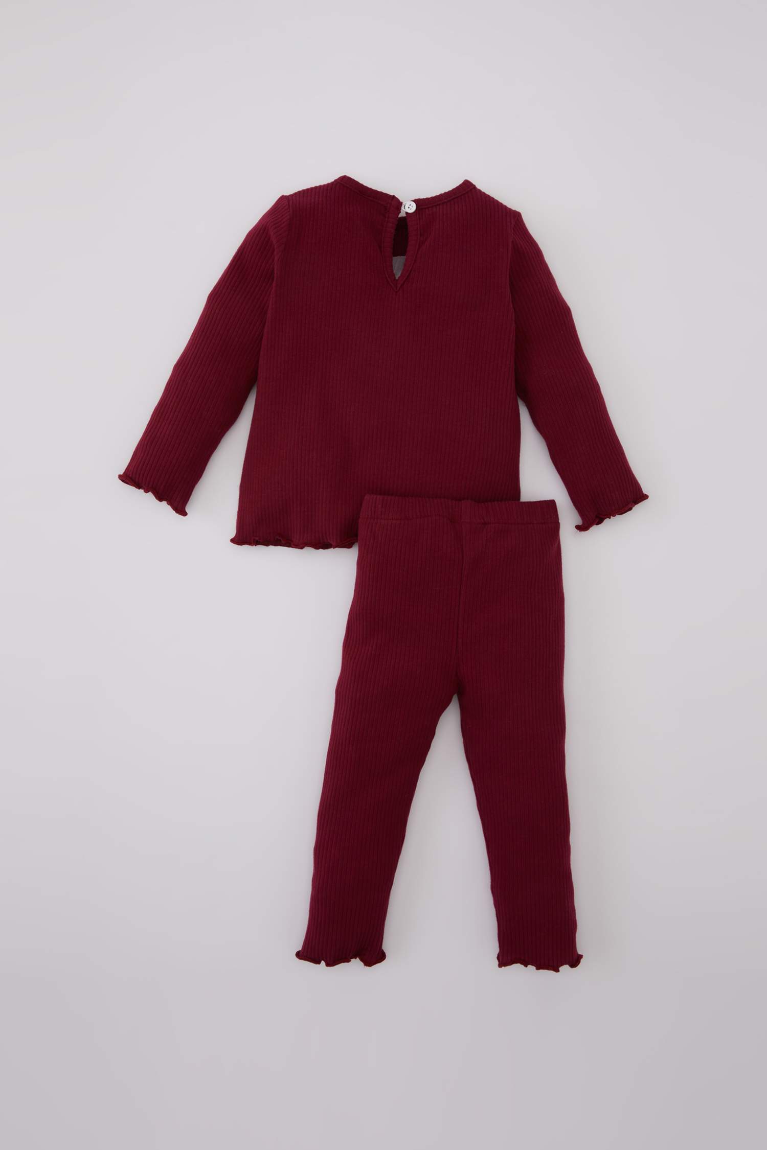 Ensemble De T-Shirt Manches Longues à Col Montant Et Legging à Fleurs Pour Bébé Fille - 2 Pièces