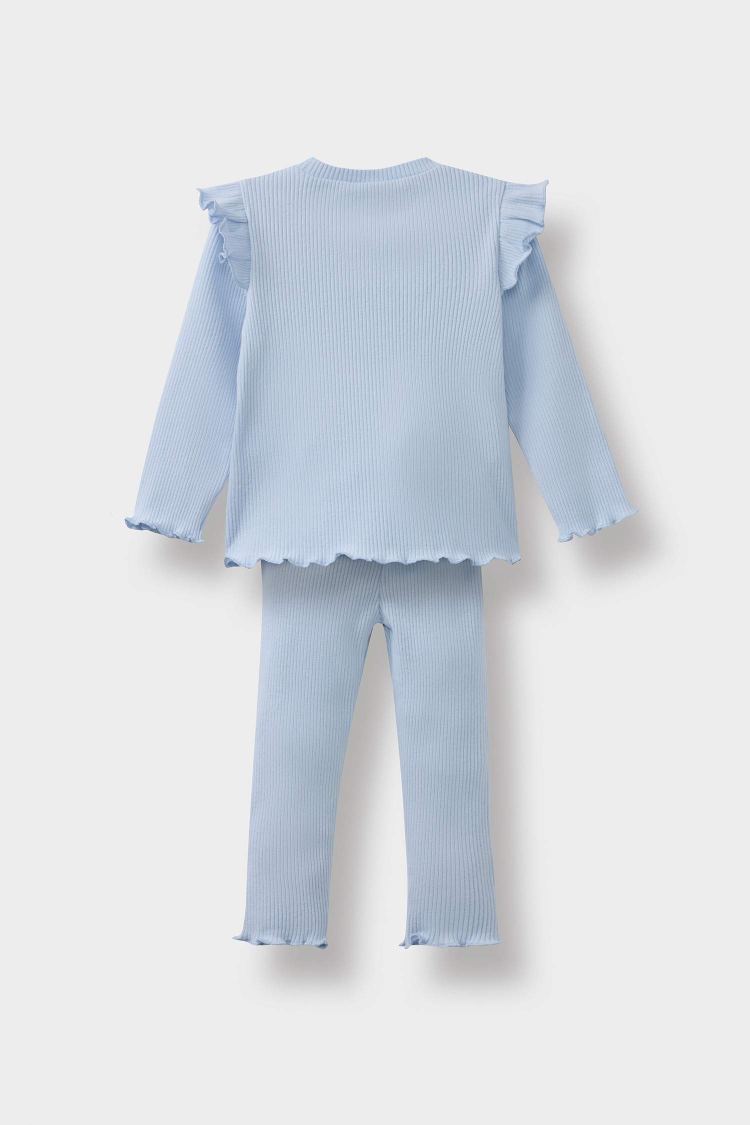 Kız Bebek 2'li Takım Çiçekli Fitilli Kaşkorse Uzun Kollu Tişört Beli Lastikli Alt