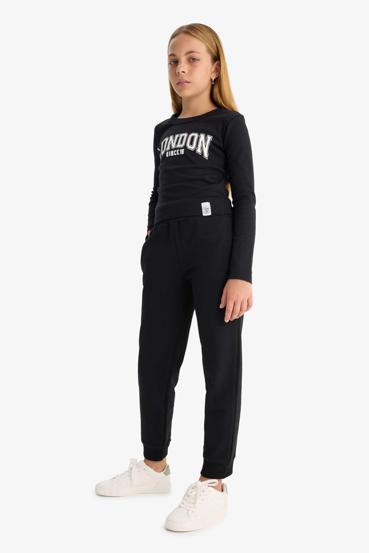 Kız Çocuk Standart Fit Basic Düz Beli Lastikli Okul Jogger Eşofman Altı