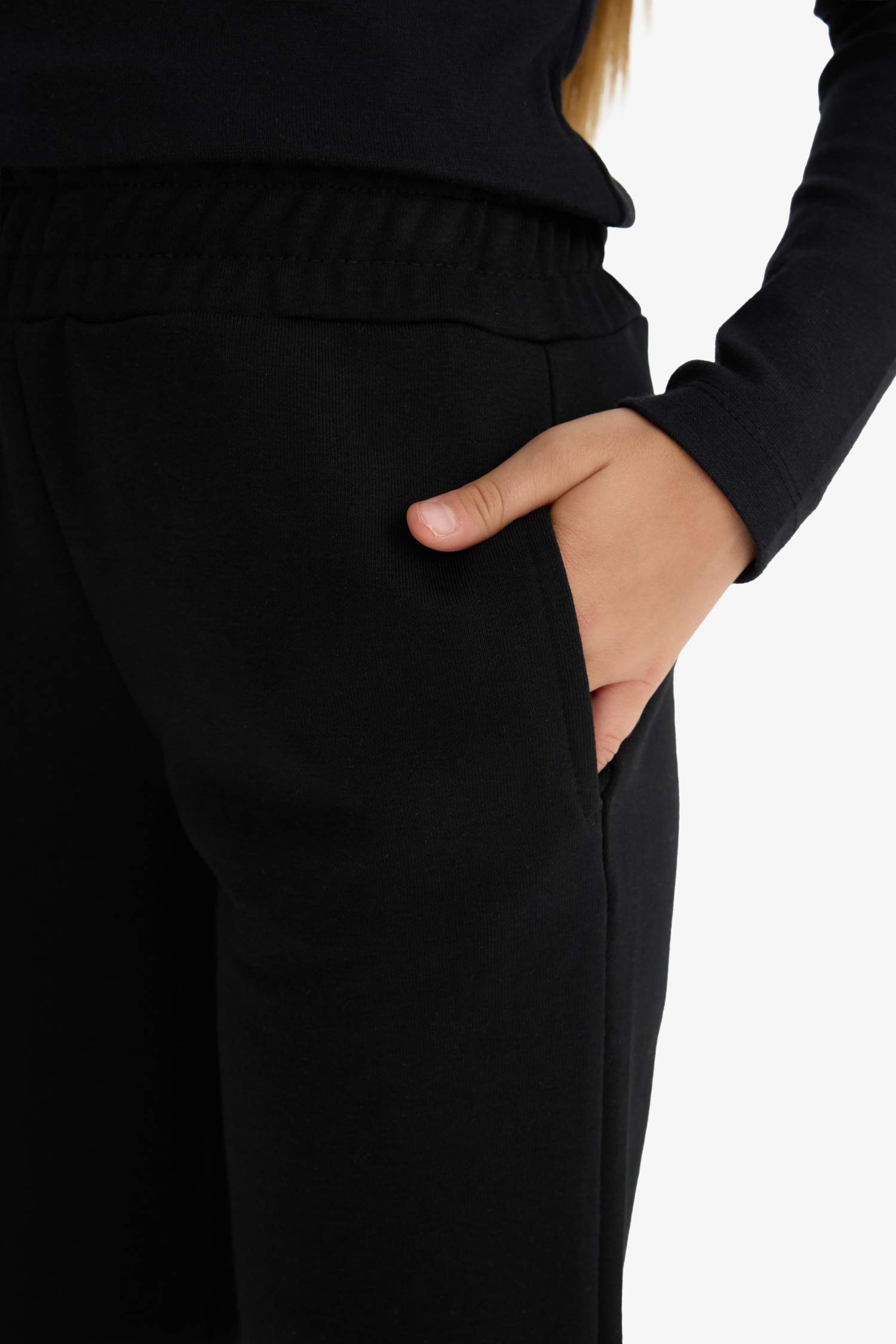 Kız Çocuk Standart Fit Basic Düz Beli Lastikli Okul Jogger Eşofman Altı