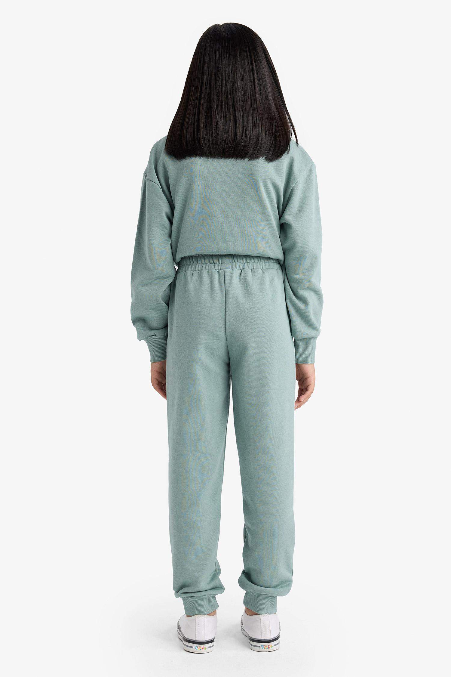 Kız Çocuk Standart Fit Basic Düz Beli Lastikli Okul Jogger Eşofman Altı