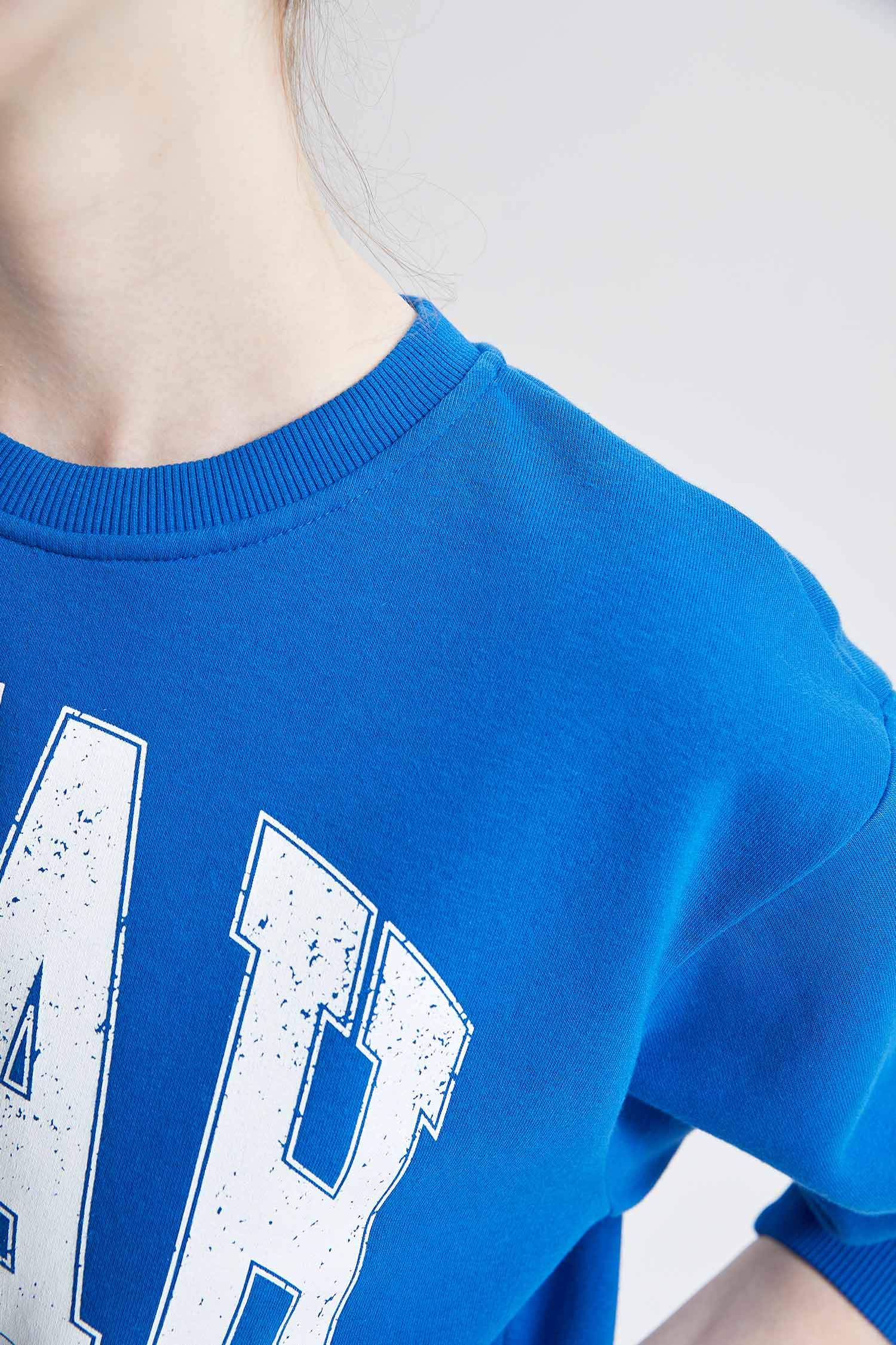 سويت شيرت قصة عادية بياقة مستديرة