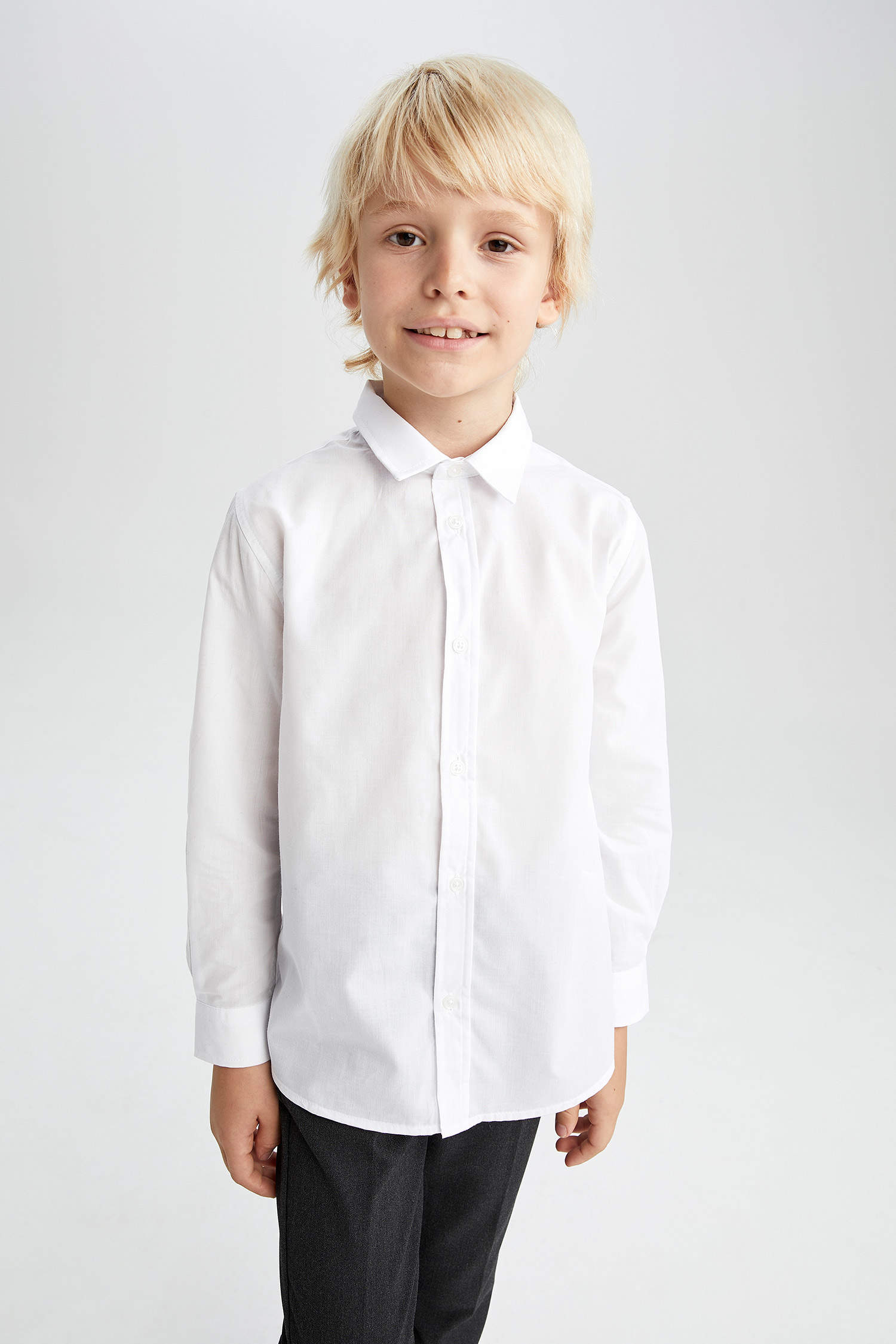 White Boys & Teens Regular Fit Long Sleeve Shirt 2544165 | DeFacto