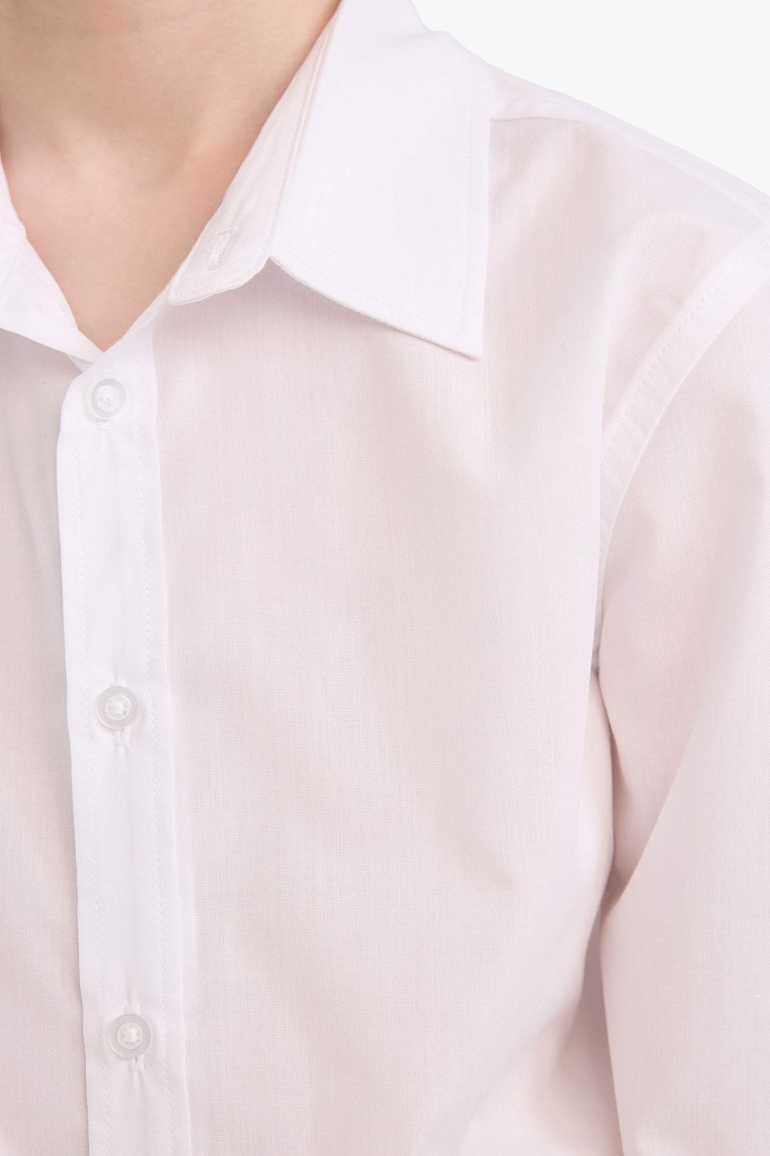 قميص بولو كم طويل بوبلين قصة عادية