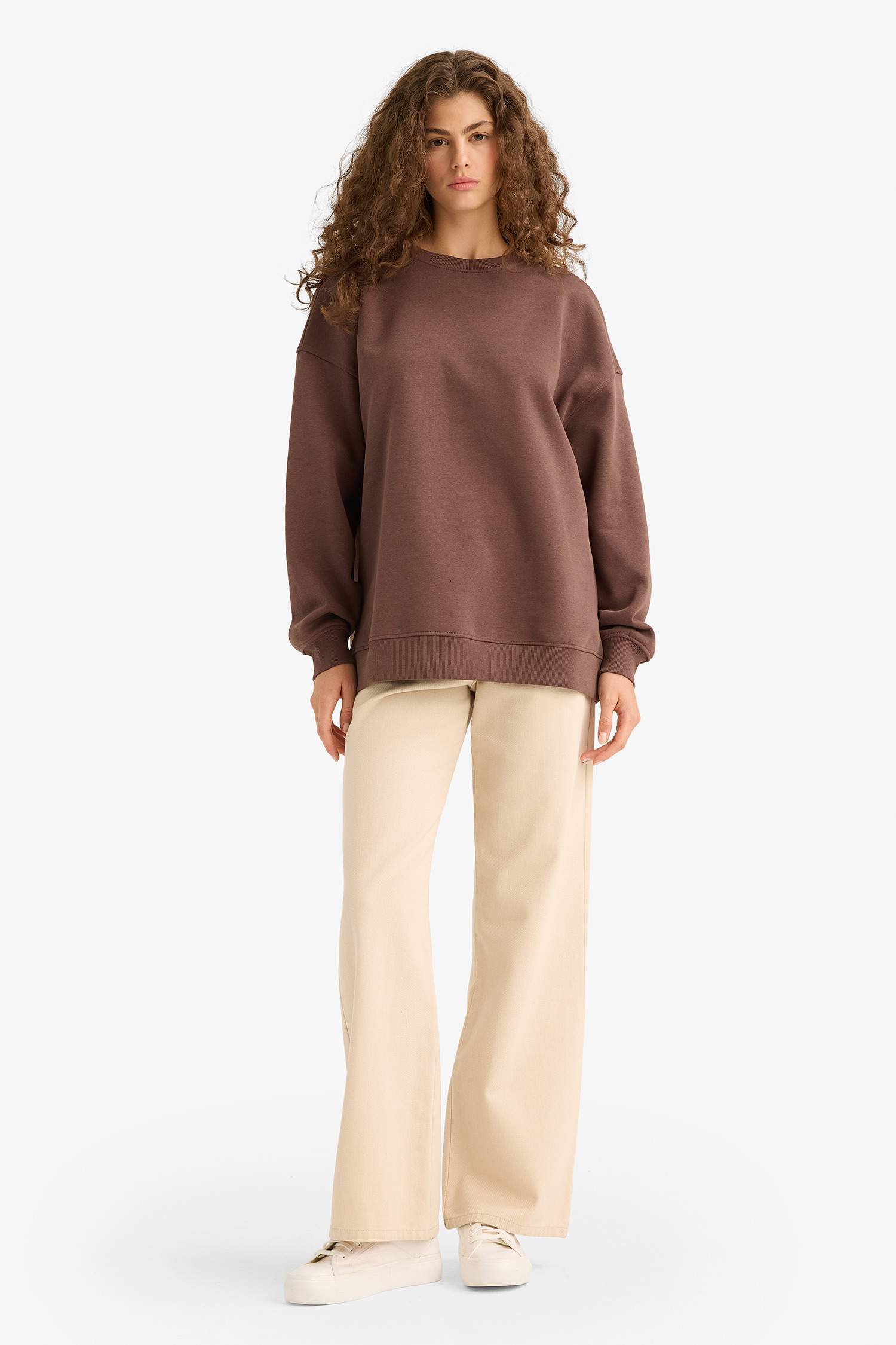 سويت شيرت اوفر سايز تقيل بياخة مستديرة