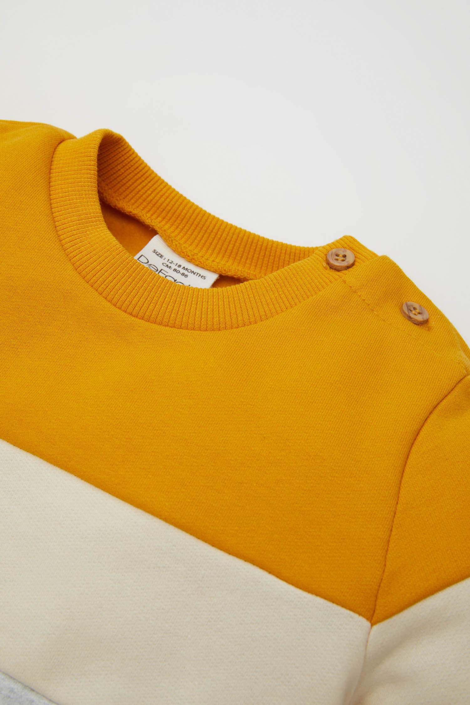 Erkek Bebek 2'li Takım Renk Bloklu İçi Yumuşak Tüylü Sweatshirt Eşofman Altı