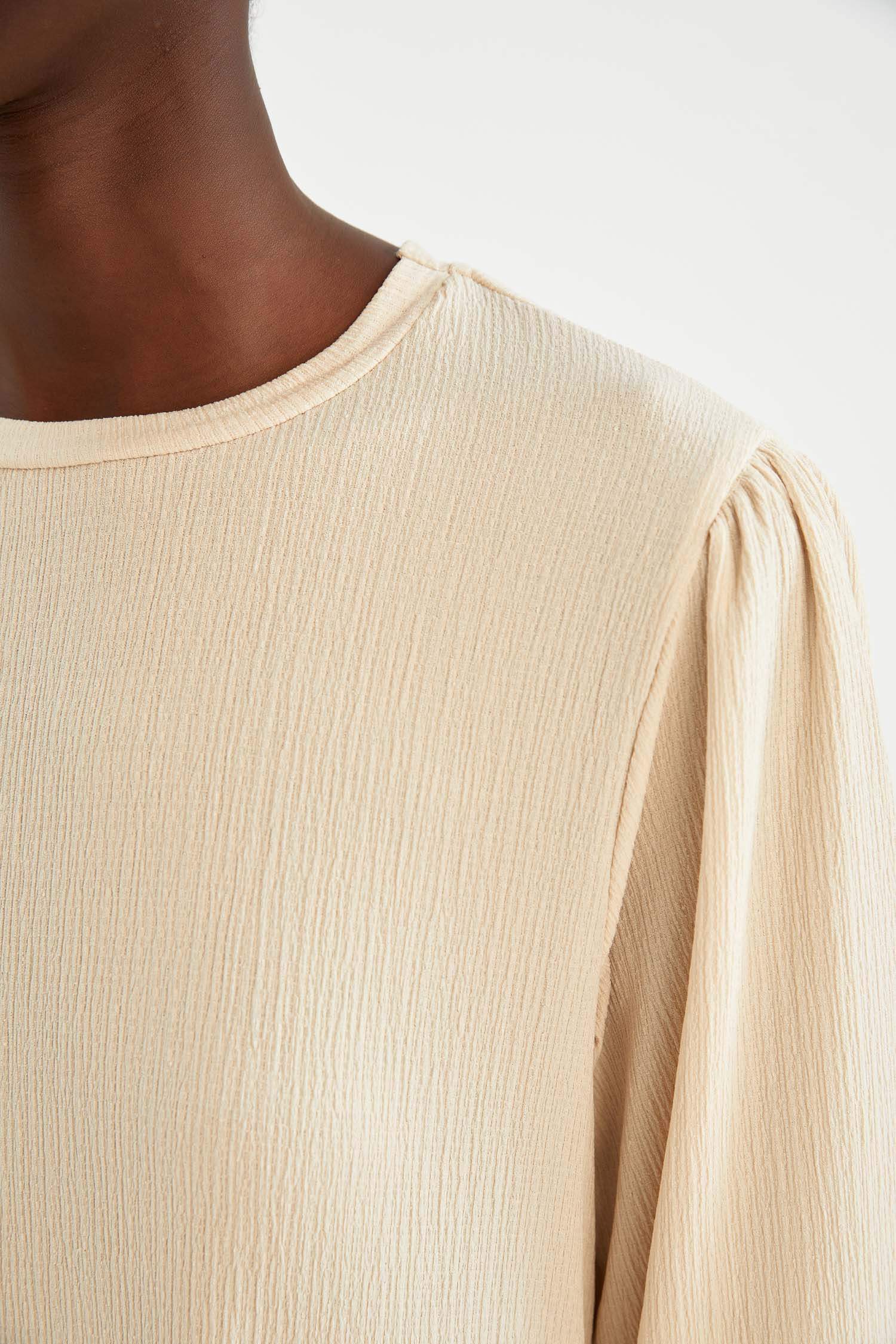 Robe Trapèze Basique À Manches Mi-Longues Et À Volants