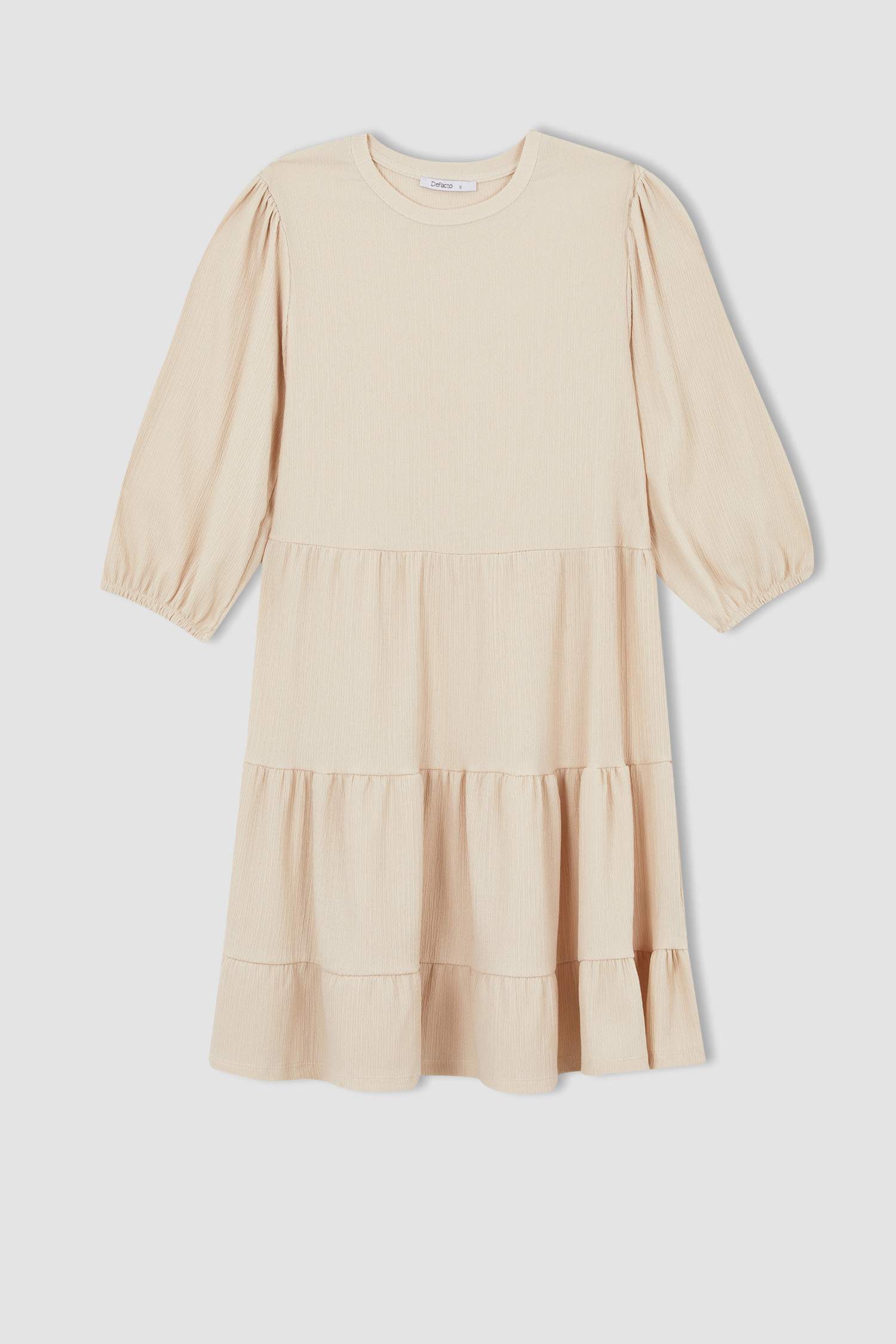 Robe Trapèze Basique À Manches Mi-Longues Et À Volants