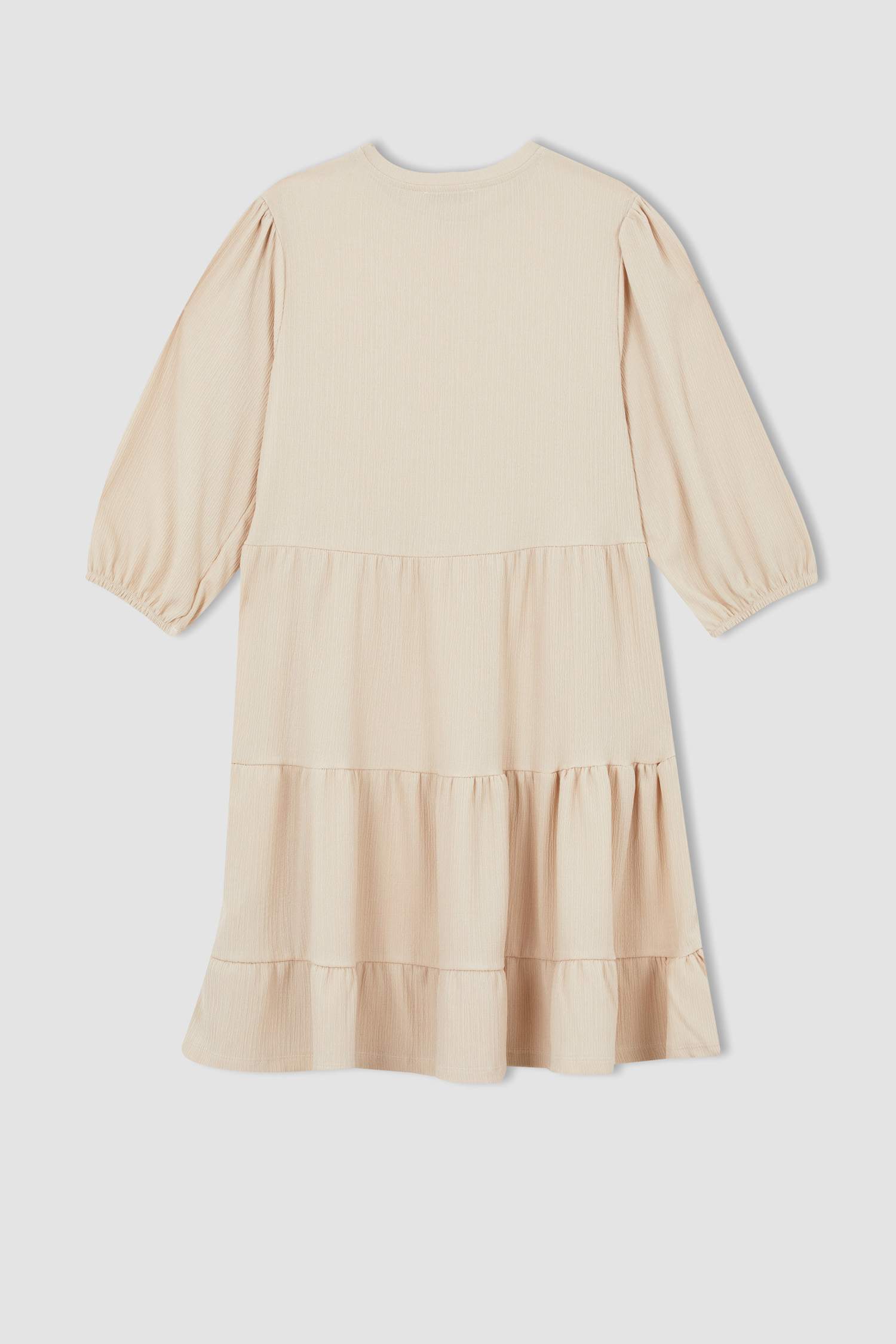 Robe Trapèze Basique À Manches Mi-Longues Et À Volants