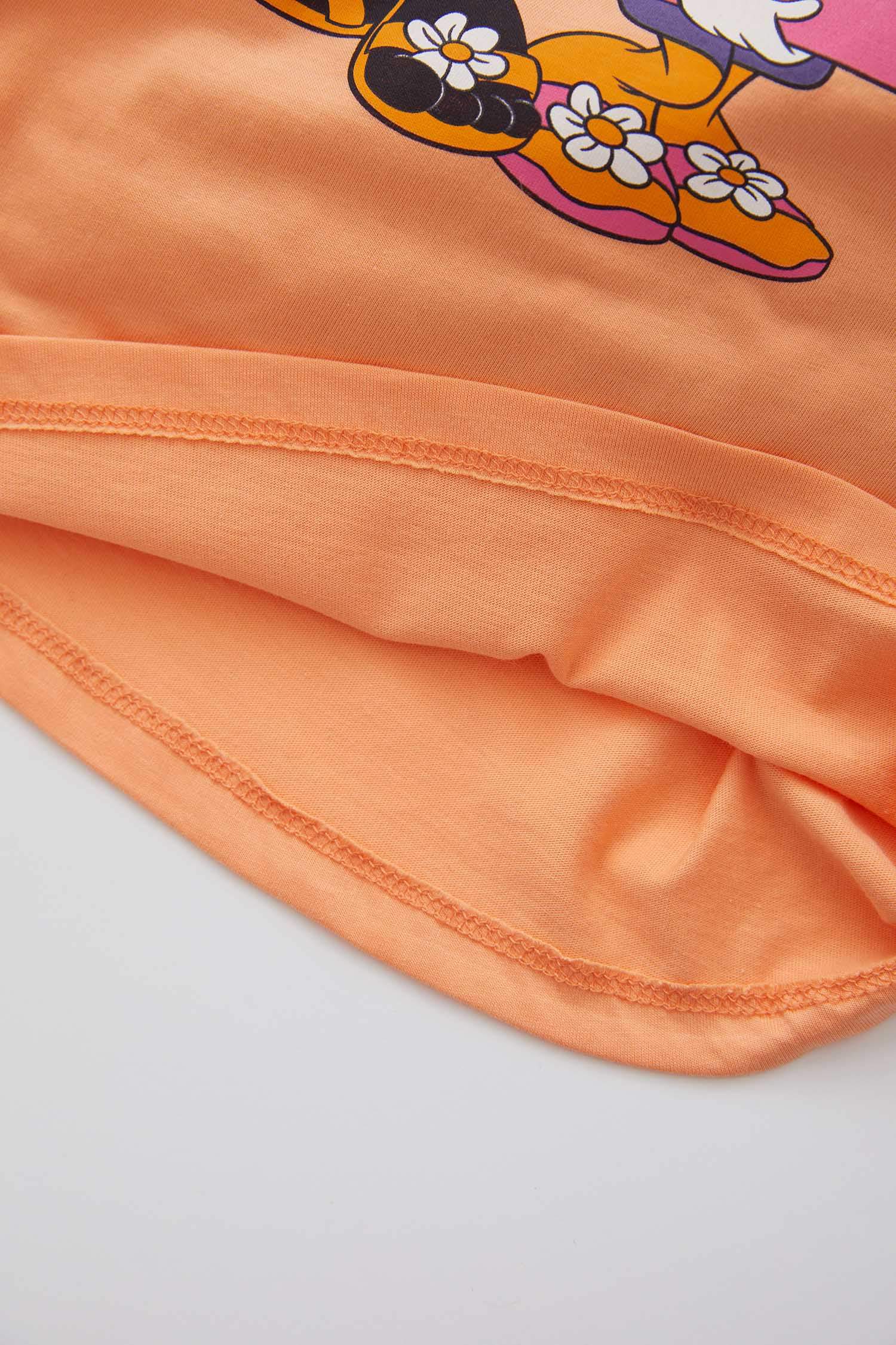 فستان بناتي بقصة عادية بنصف كم من ميكي وميني