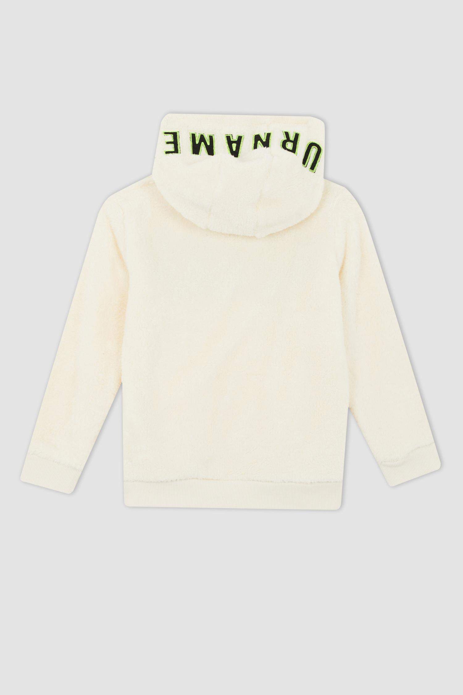 سويت شيرت ولادي صوفي  بقصة عادية بغطاء للرأس بجيب الكنغر