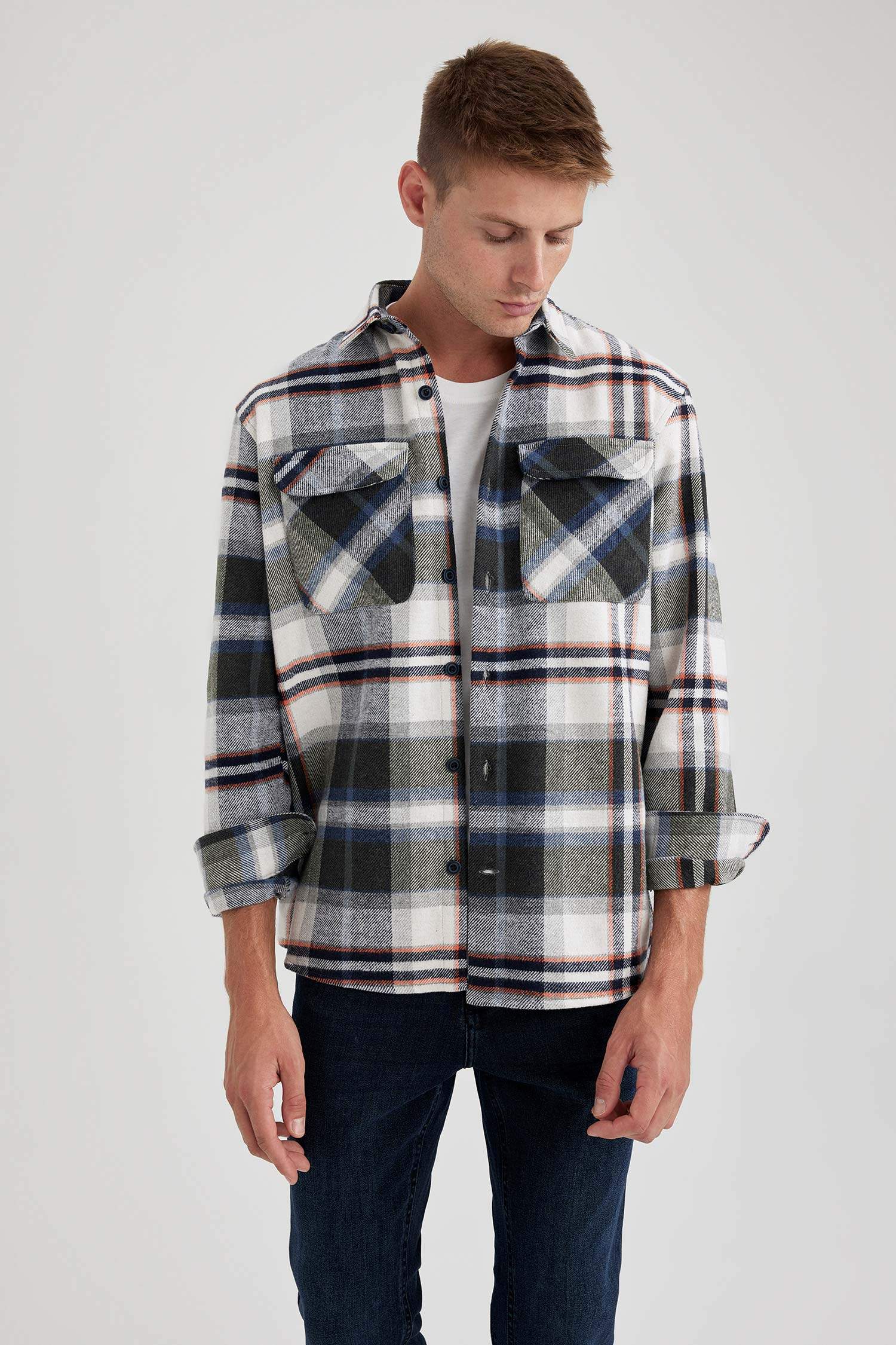 Relax Fit Polo Yaka Oduncu Uzun Kollu Gömlek