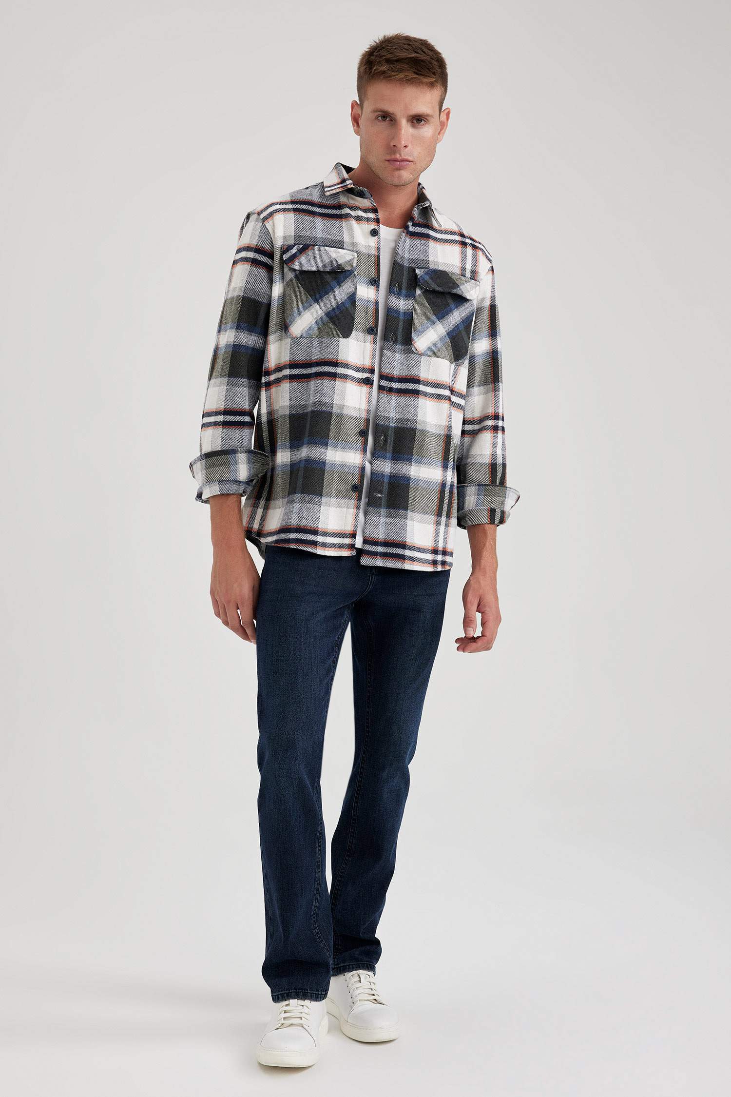 Relax Fit Polo Yaka Oduncu Uzun Kollu Gömlek