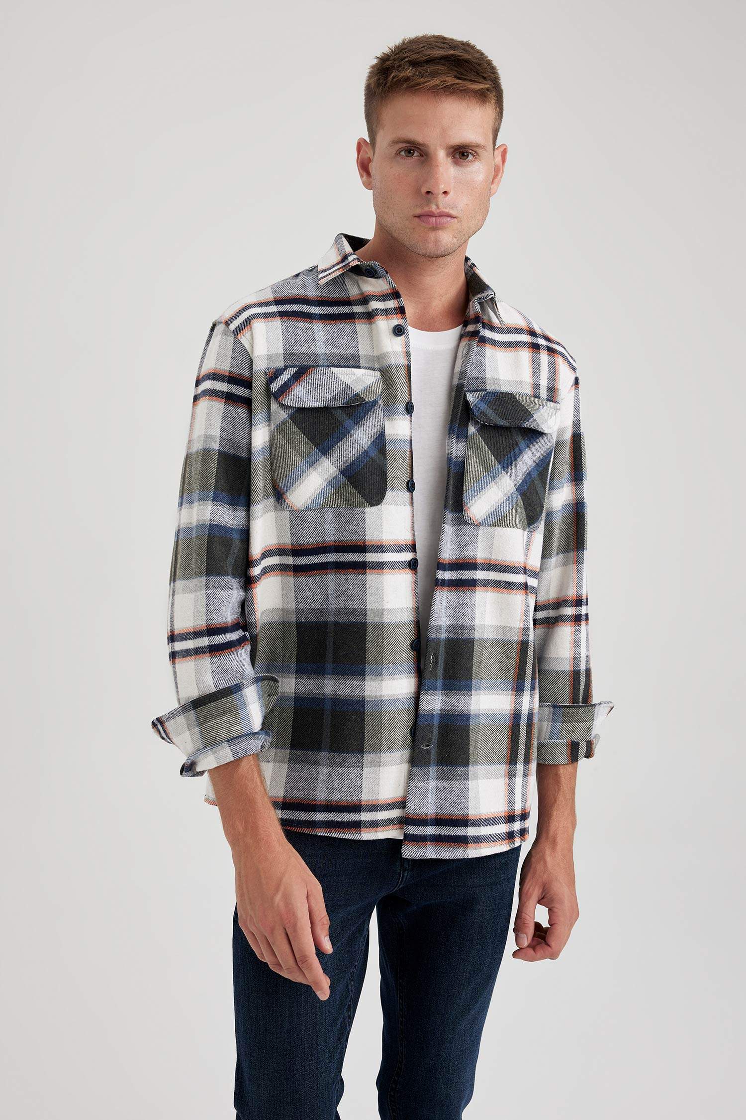 Relax Fit Polo Yaka Oduncu Uzun Kollu Gömlek