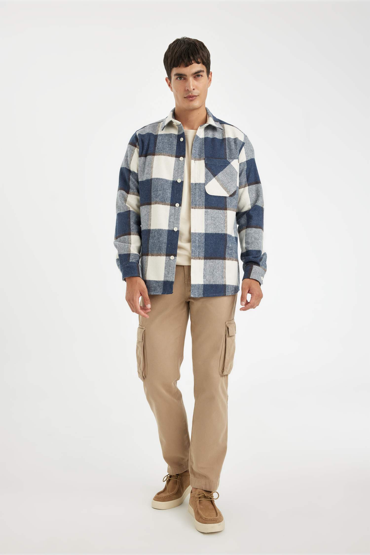 Рубашка в клетку с длинным рукавом