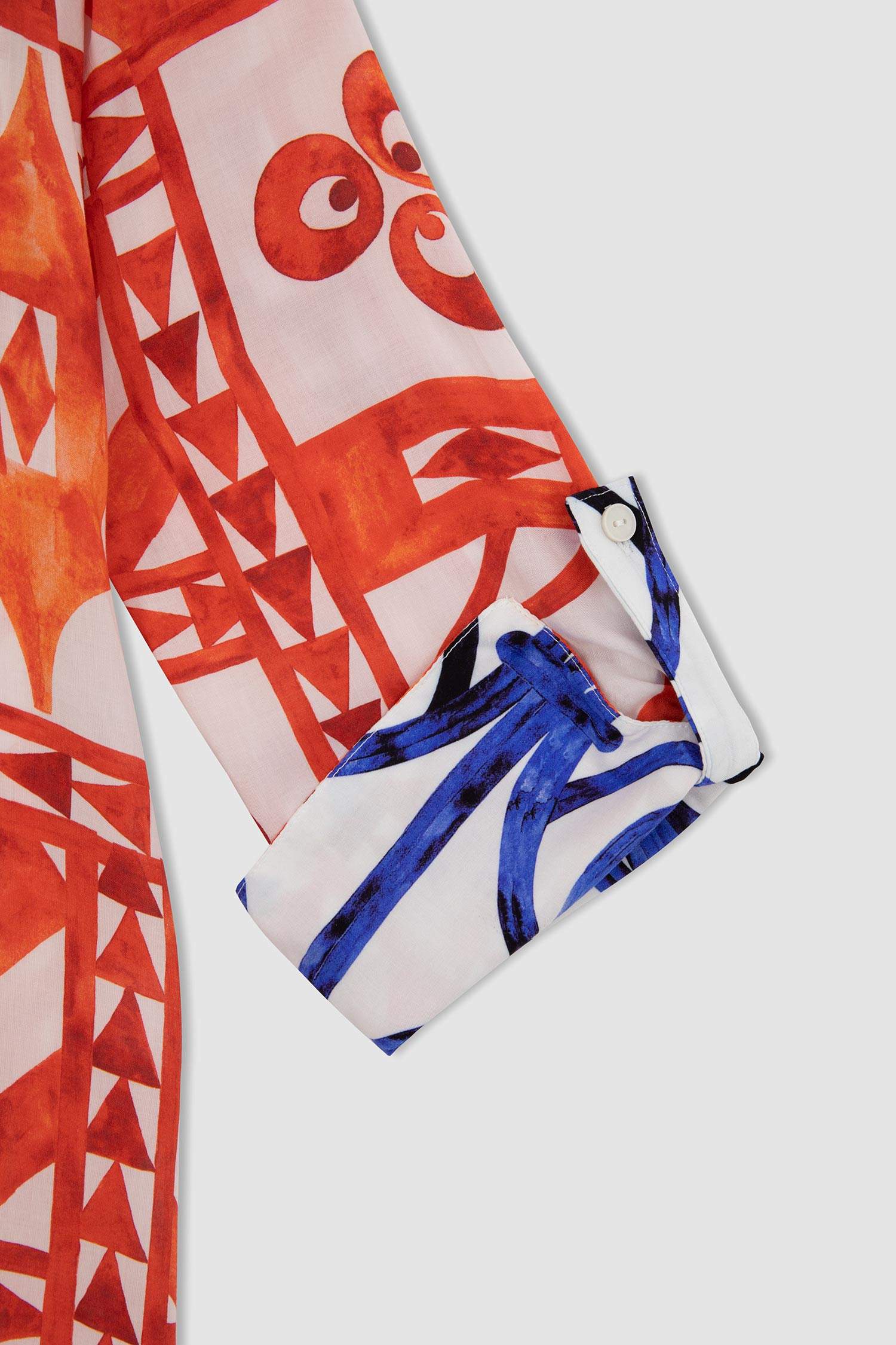 Nefes İstanbul X Defacto Desenli Uzun Kollu Plaj Elbisesi