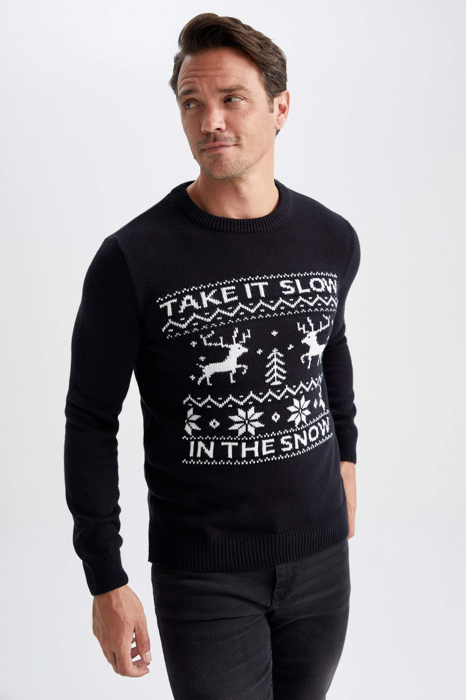 қалыпты пішім дөңгелек жаға трикотаж Пулловер