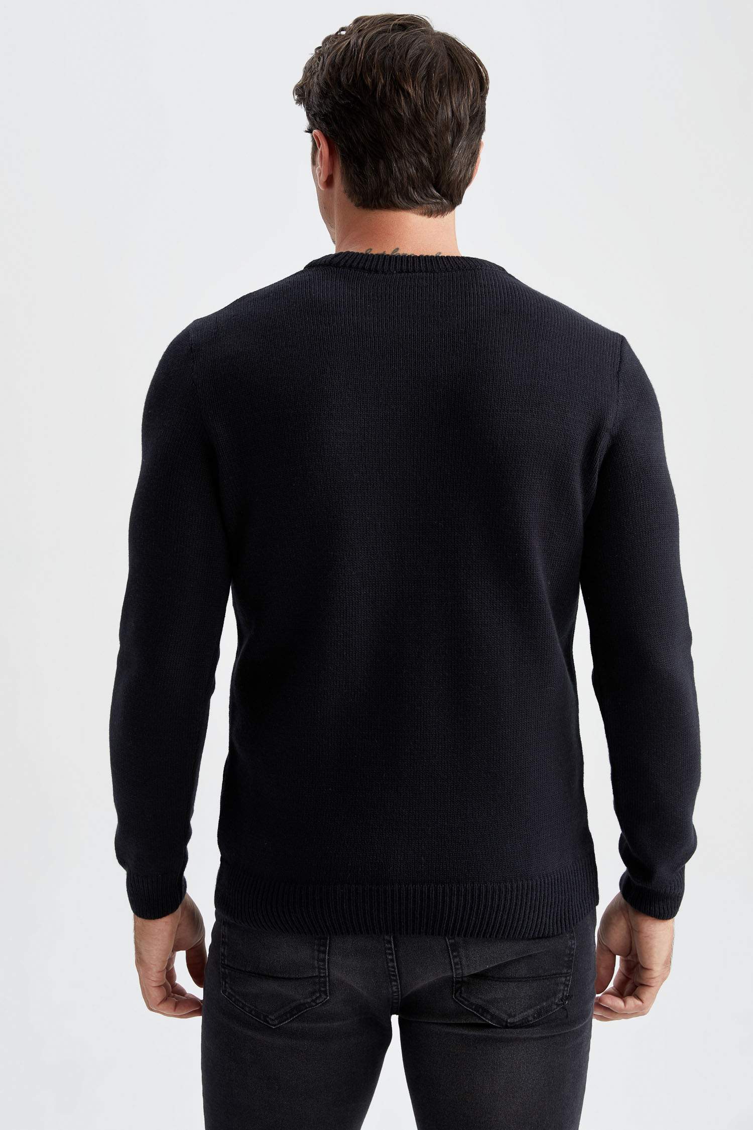 қалыпты пішім дөңгелек жаға трикотаж Пулловер