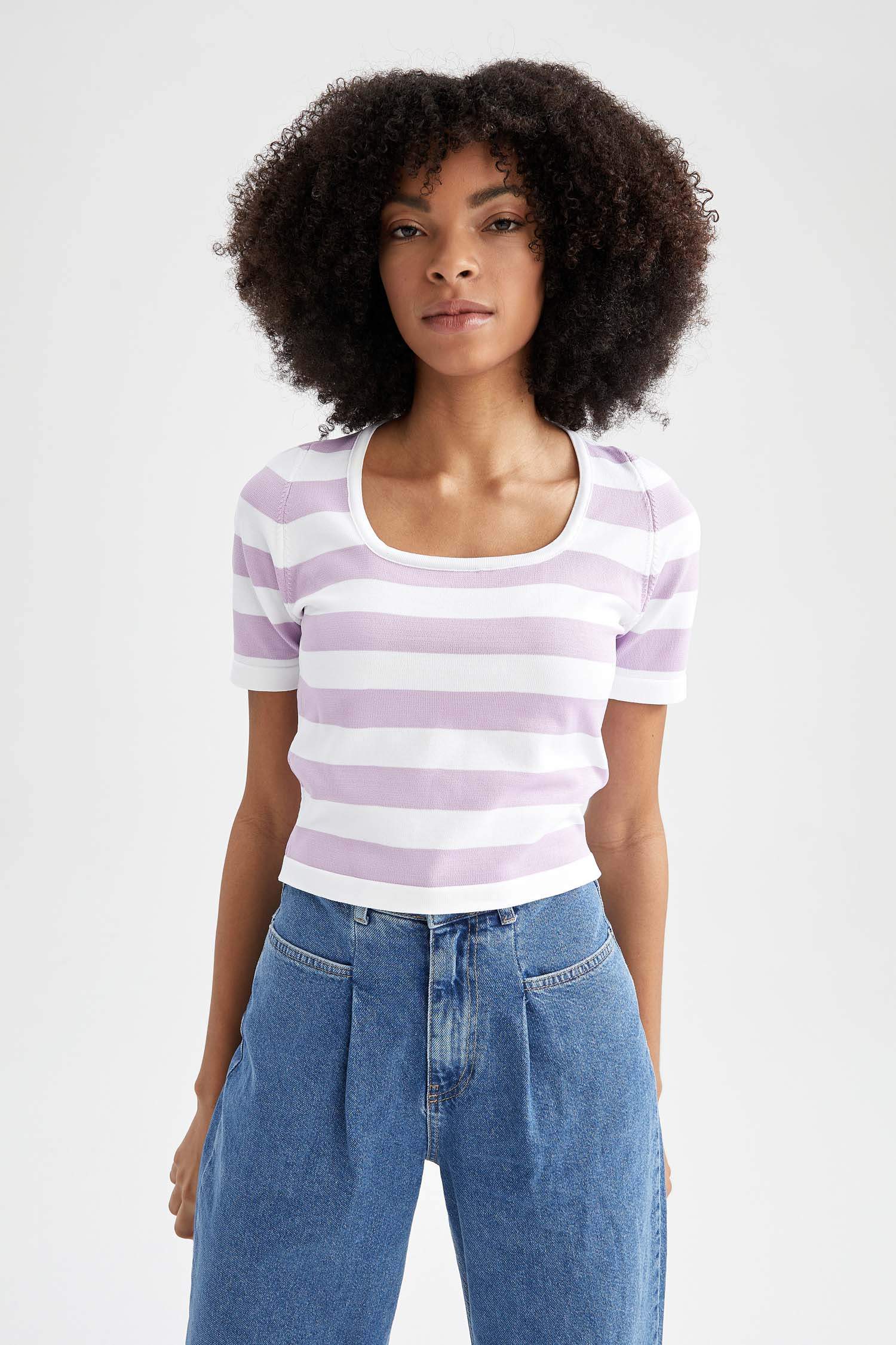 fitted striped sweater