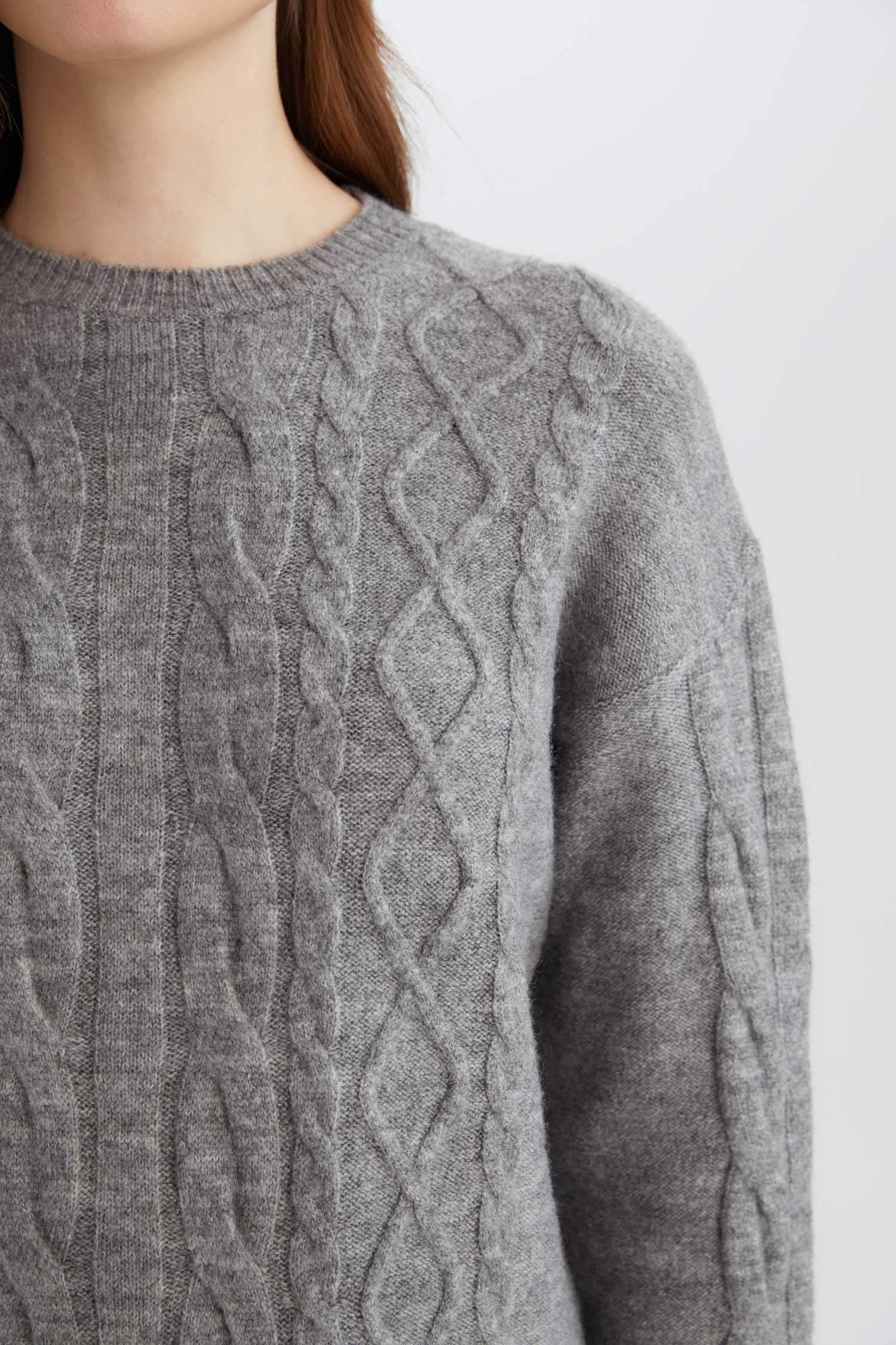 Regular Fit Crew Neck Knitted Basic Midi Knitwear Dress