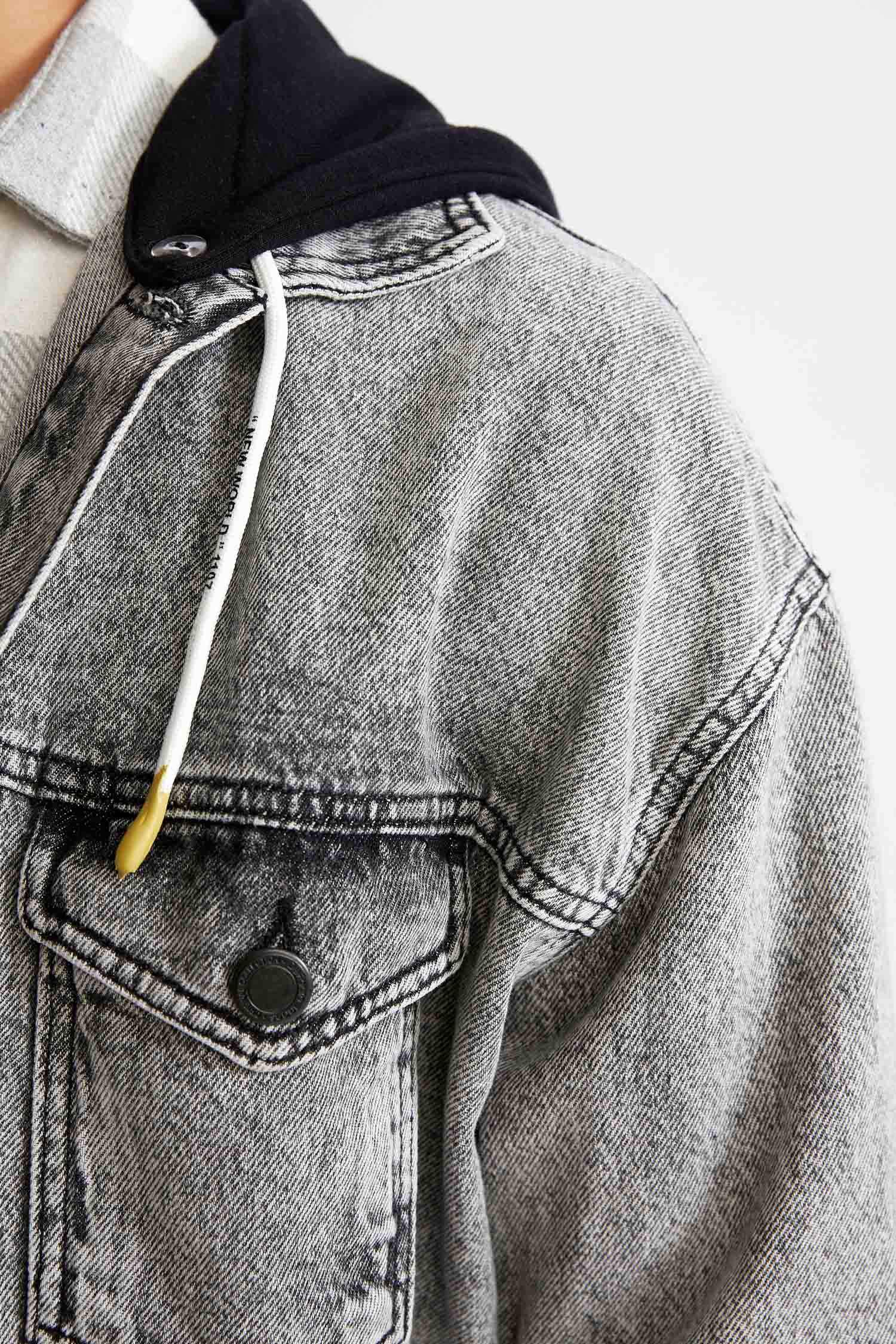 Oversize Geniş Kalıp Kapüşonlu Ceket