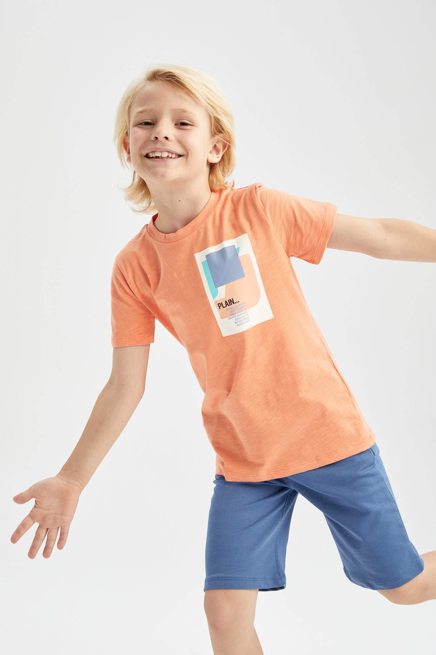 Orange BOYS & TEENS Boy Regular Fit Crew Neck Short Sleeve Pocket Print