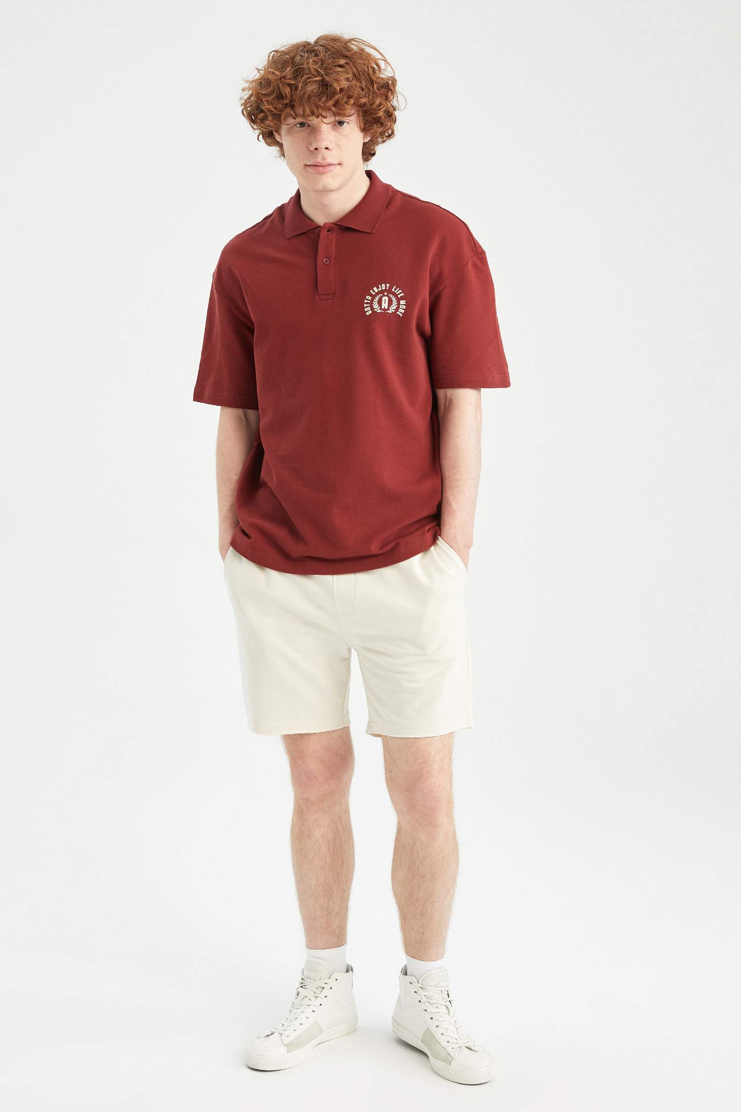 Футболка-поло с принтом из хлопка