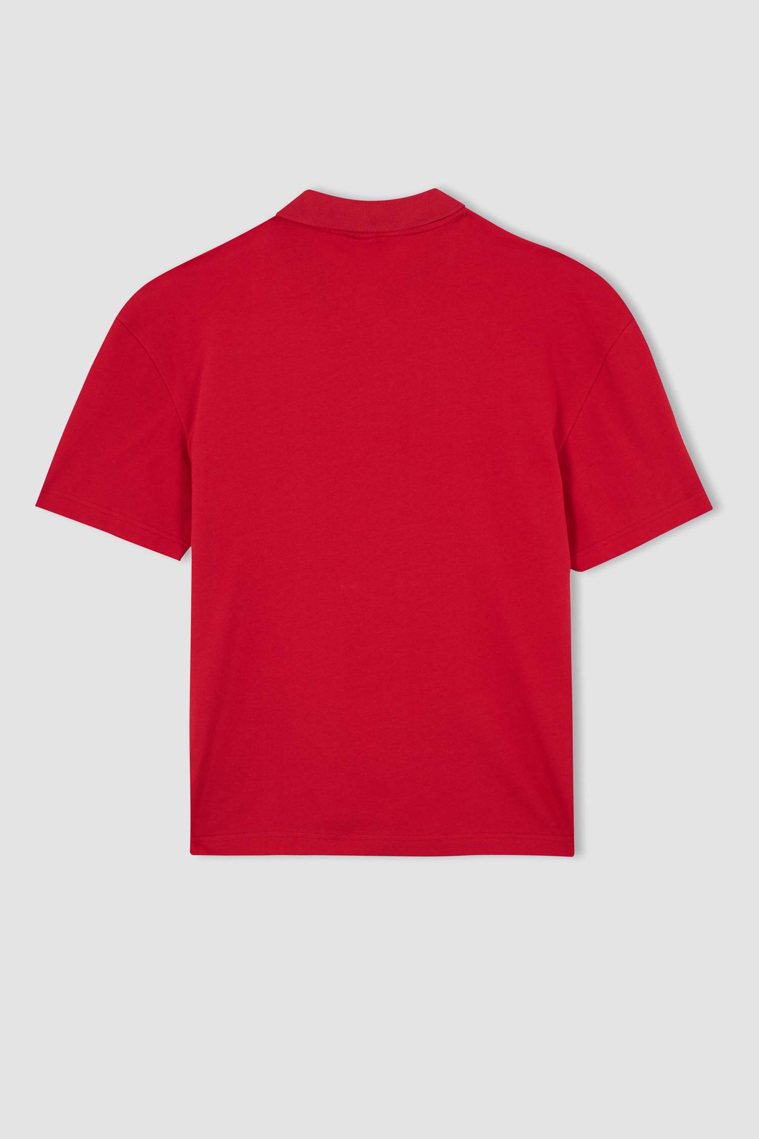 Boxy Fit Polo Neck Printed Cotton Combed Cotton T-Shirt