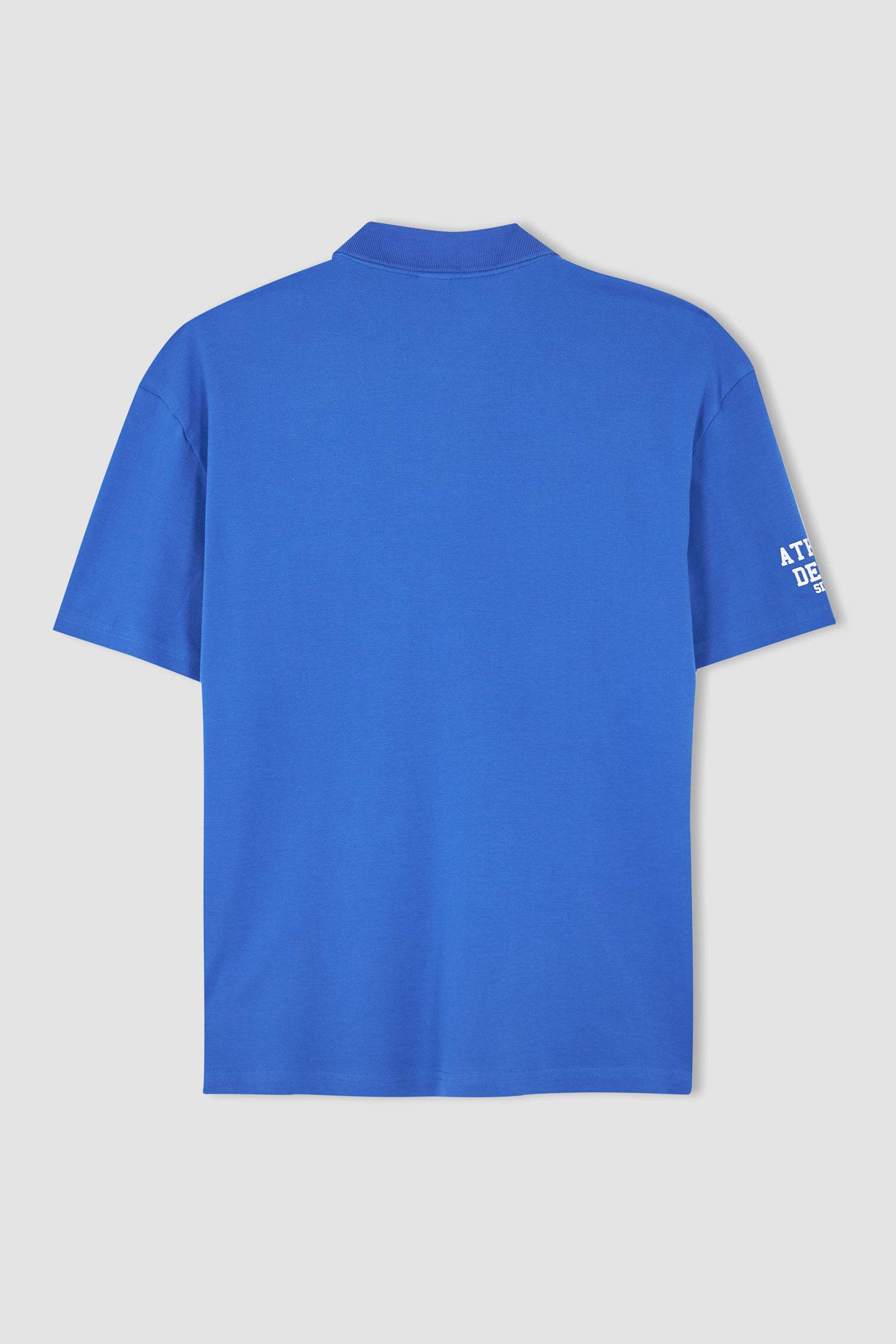 Boxy Fit Polo Neck Printed Cotton Combed Cotton T-Shirt