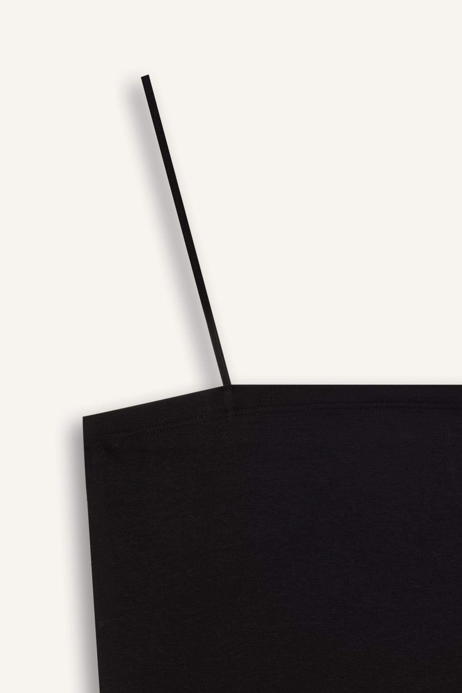 Crop Pamuklu Siyah Askılı Atlet-Fall in Love