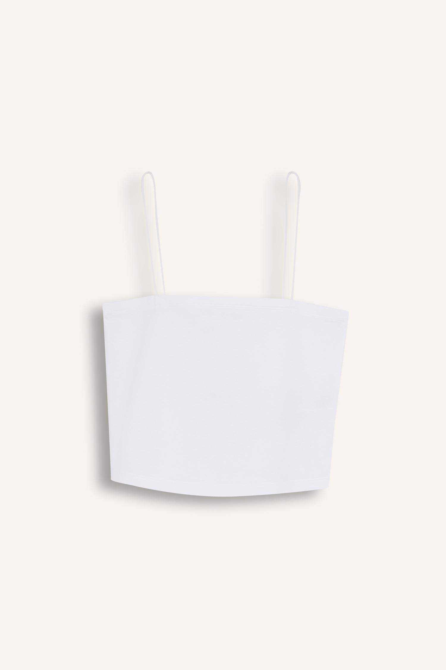 Fall in Love İnce Askılı Crop Pamuklu Beyaz İç Atlet