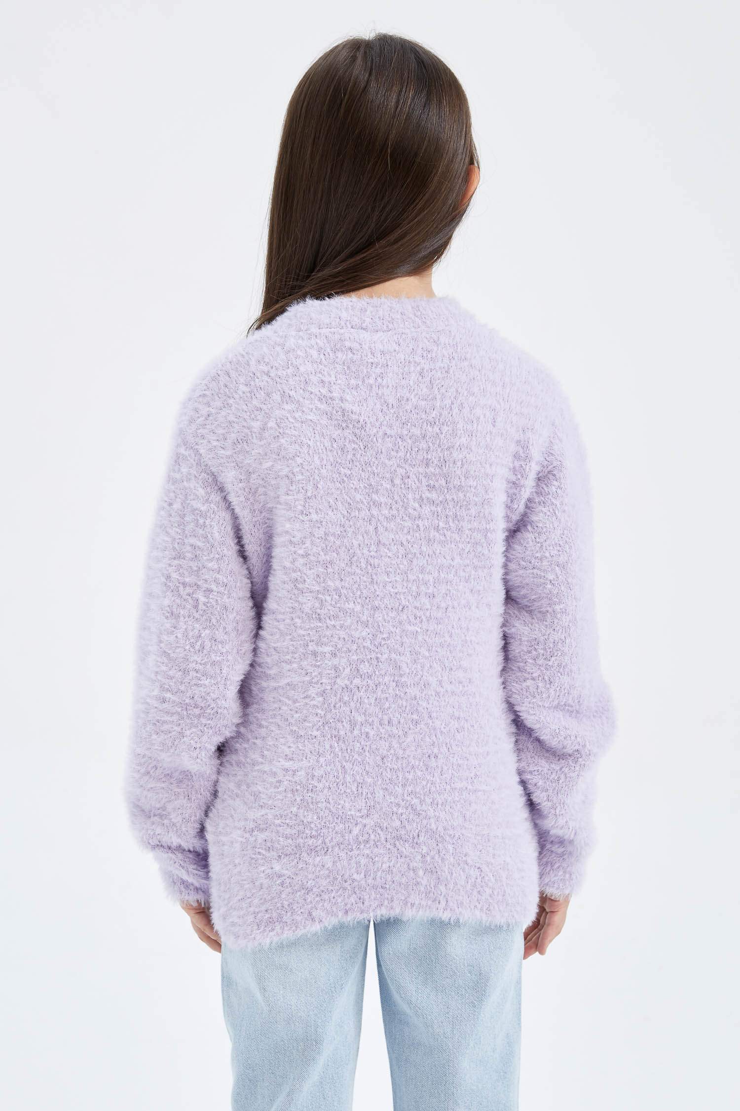 Пуловер стандартного крою з круглим вирізом трикотажний для дівчаток