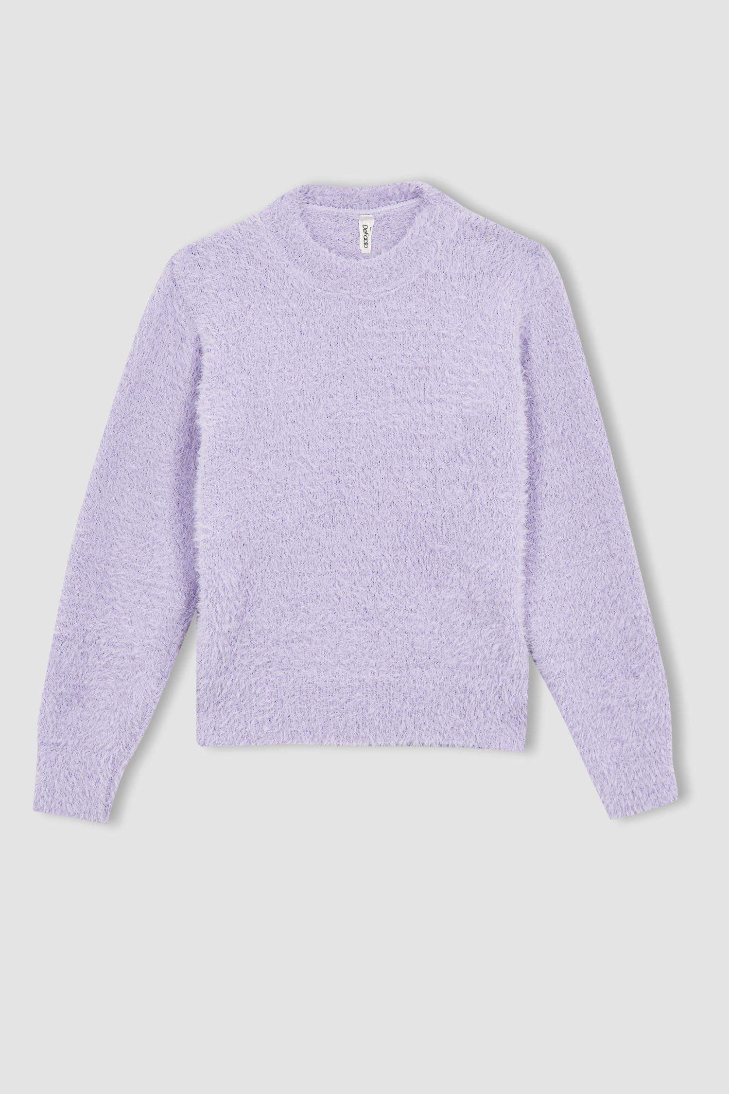 Пуловер стандартного крою з круглим вирізом трикотажний для дівчаток