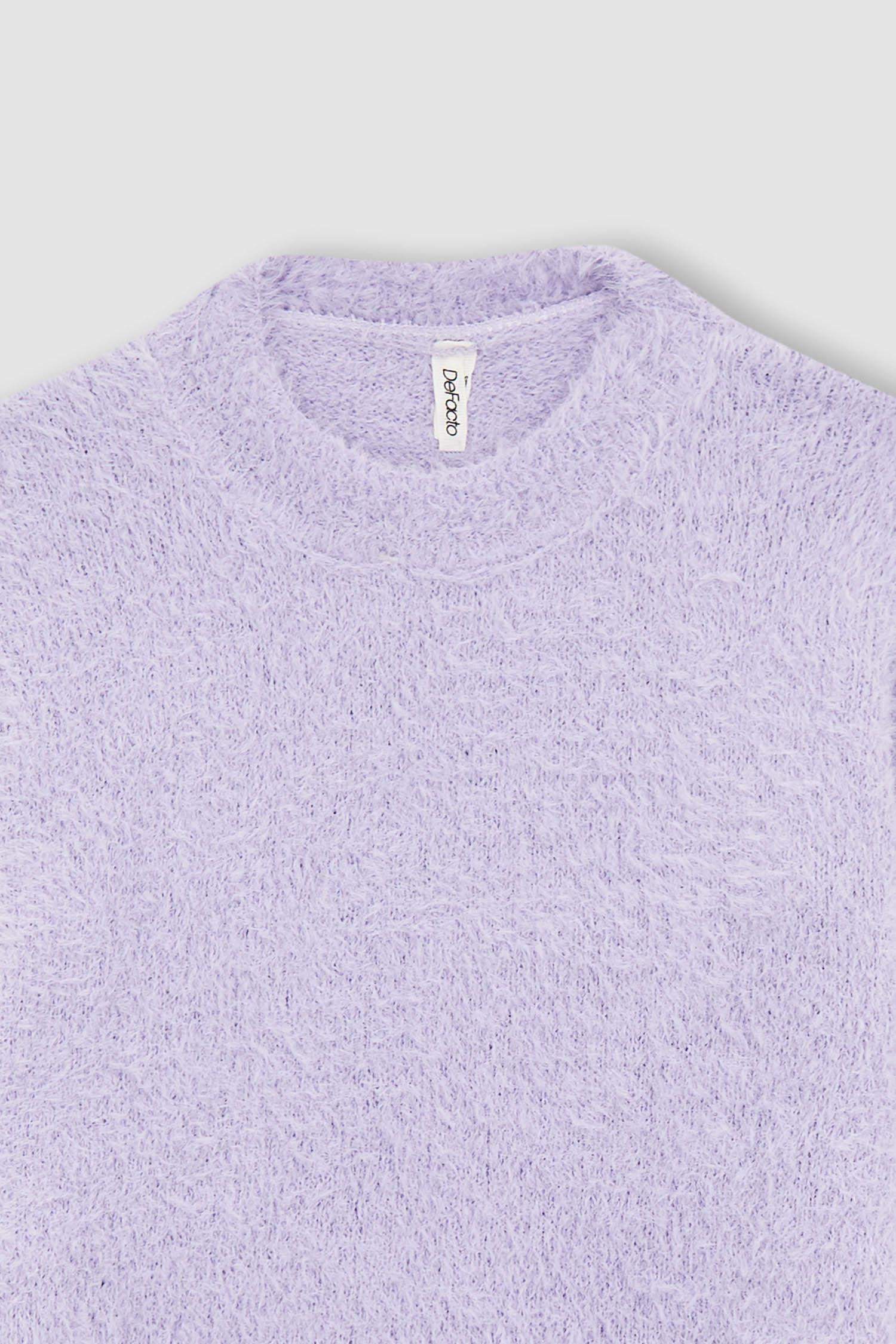 Пуловер стандартного крою з круглим вирізом трикотажний для дівчаток