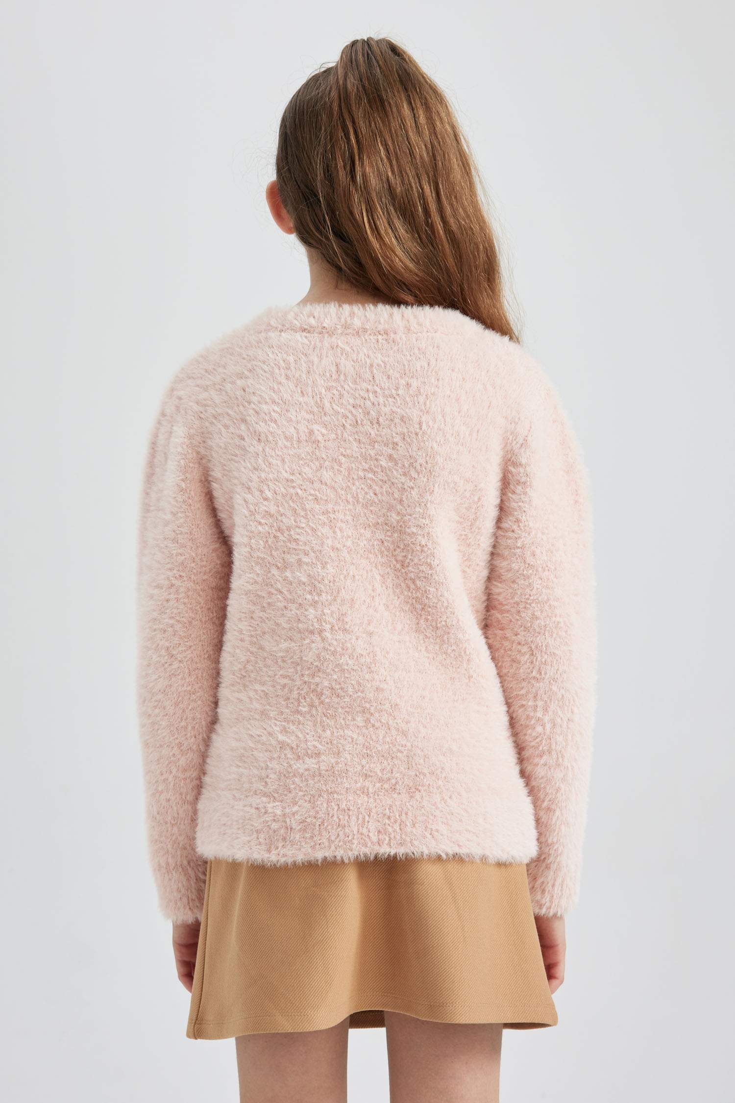 Пуловер стандартного крою з круглим вирізом трикотажний для дівчаток