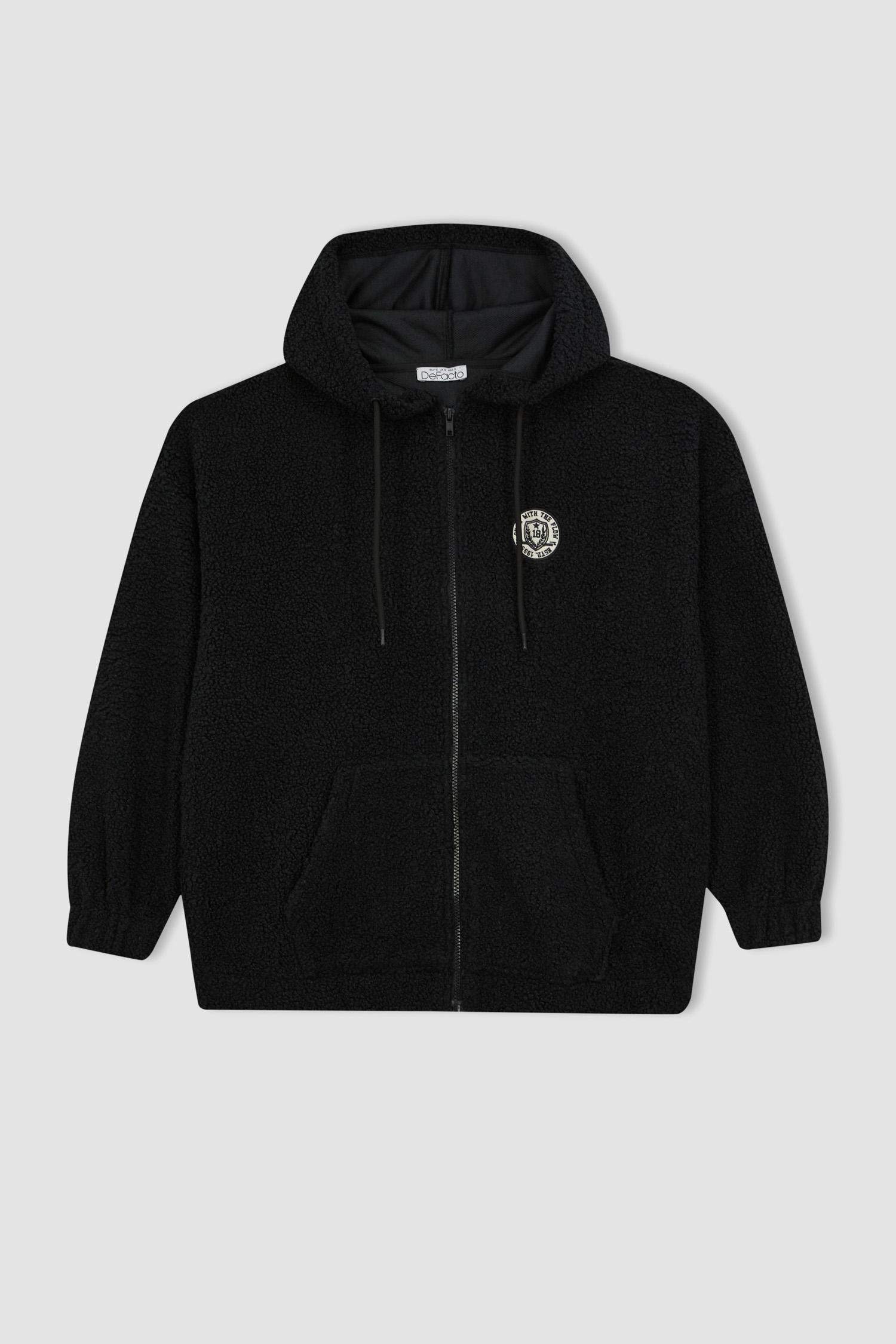 Cardigan Pelucheux à Capuche Coupe Oversize