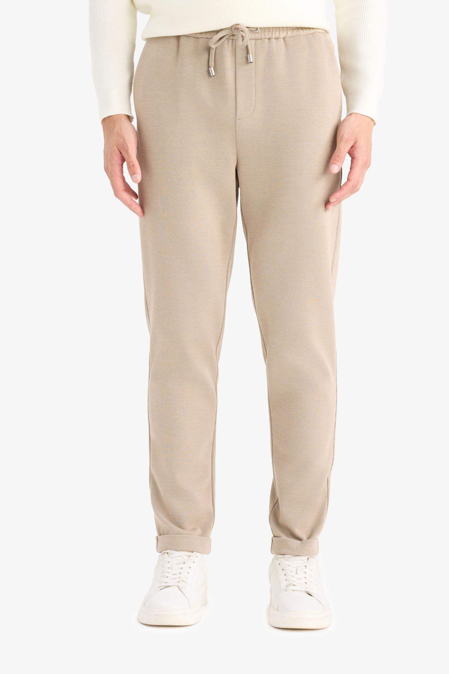 Jogger Fit Beli Bağcıklı Lastikli Esnek Kumaş Cepli Duble Paça Pantolon