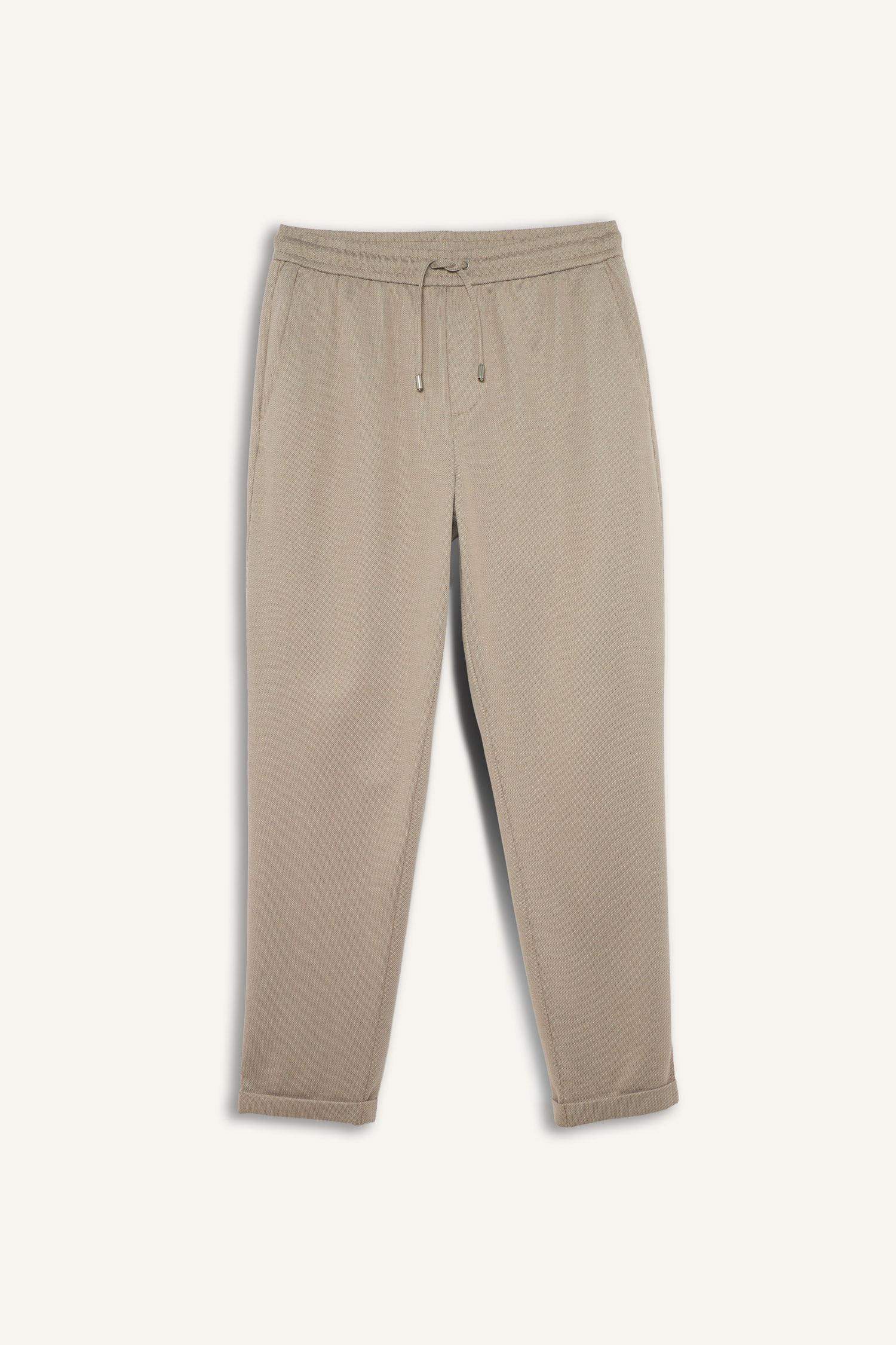 Jogger Fit Beli Bağcıklı Lastikli Esnek Kumaş Cepli Duble Paça Pantolon