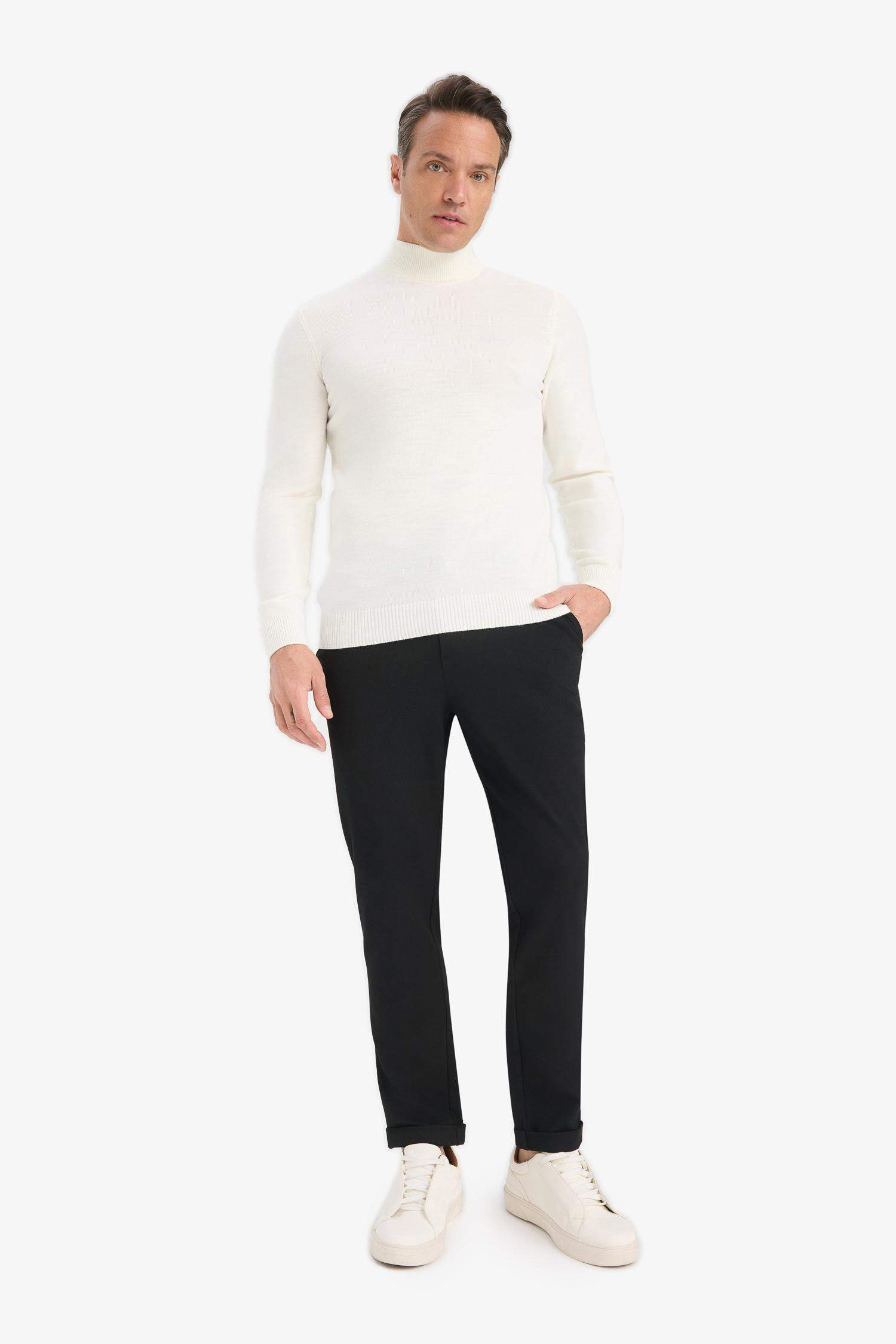 Jogger Fit Beli Bağcıklı Lastikli Esnek Kumaş Cepli Duble Paça Pantolon