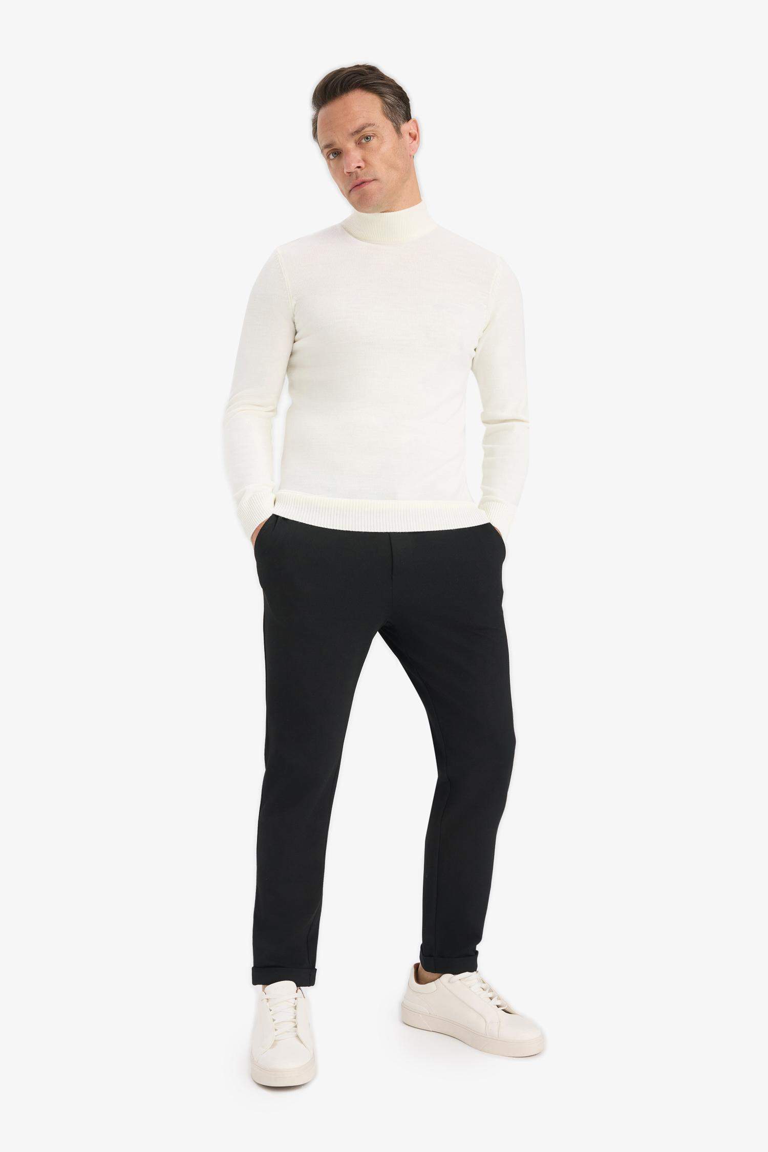 Jogger Fit Beli Bağcıklı Lastikli Esnek Kumaş Cepli Duble Paça Pantolon