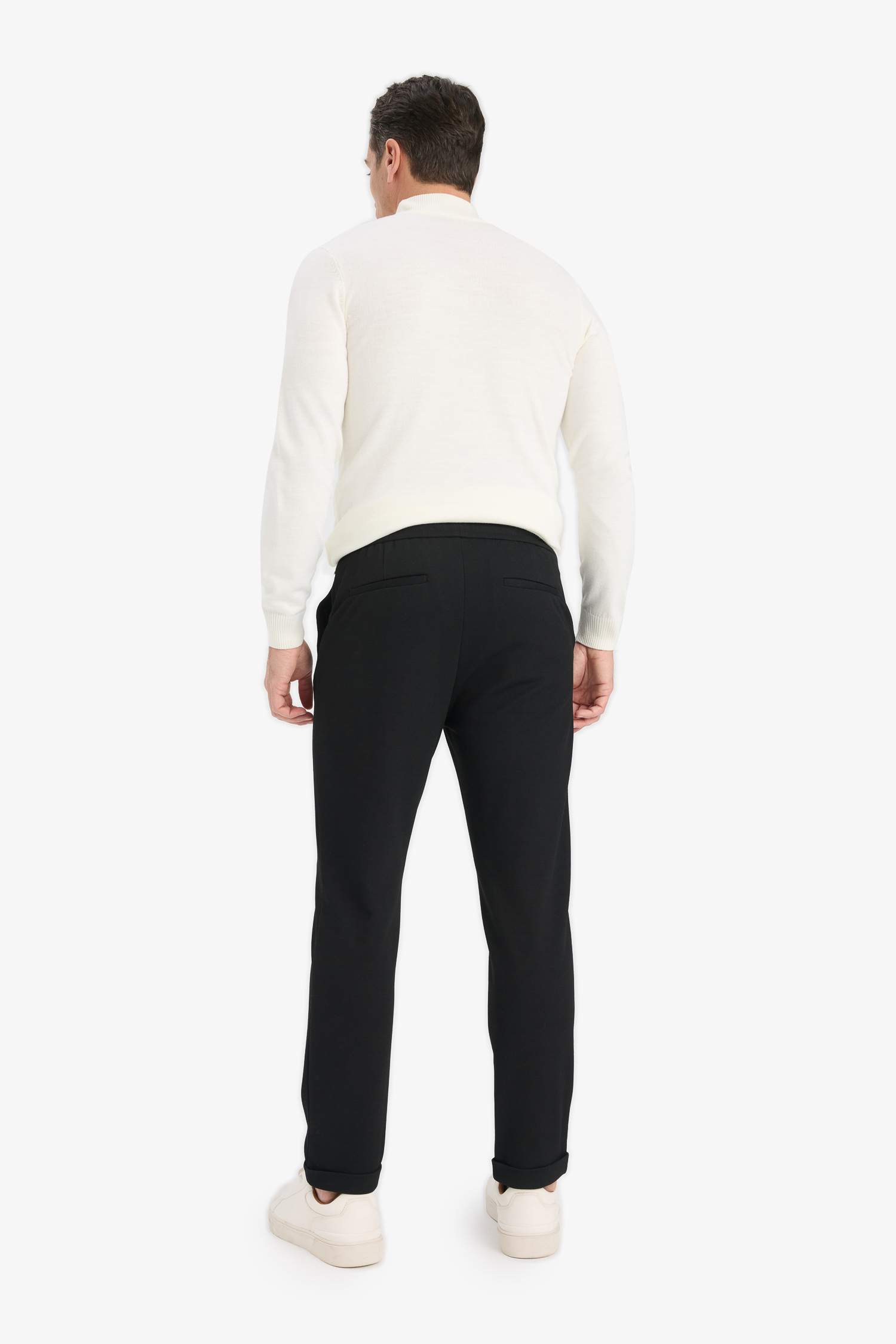 Jogger Fit Beli Bağcıklı Lastikli Esnek Kumaş Cepli Duble Paça Pantolon